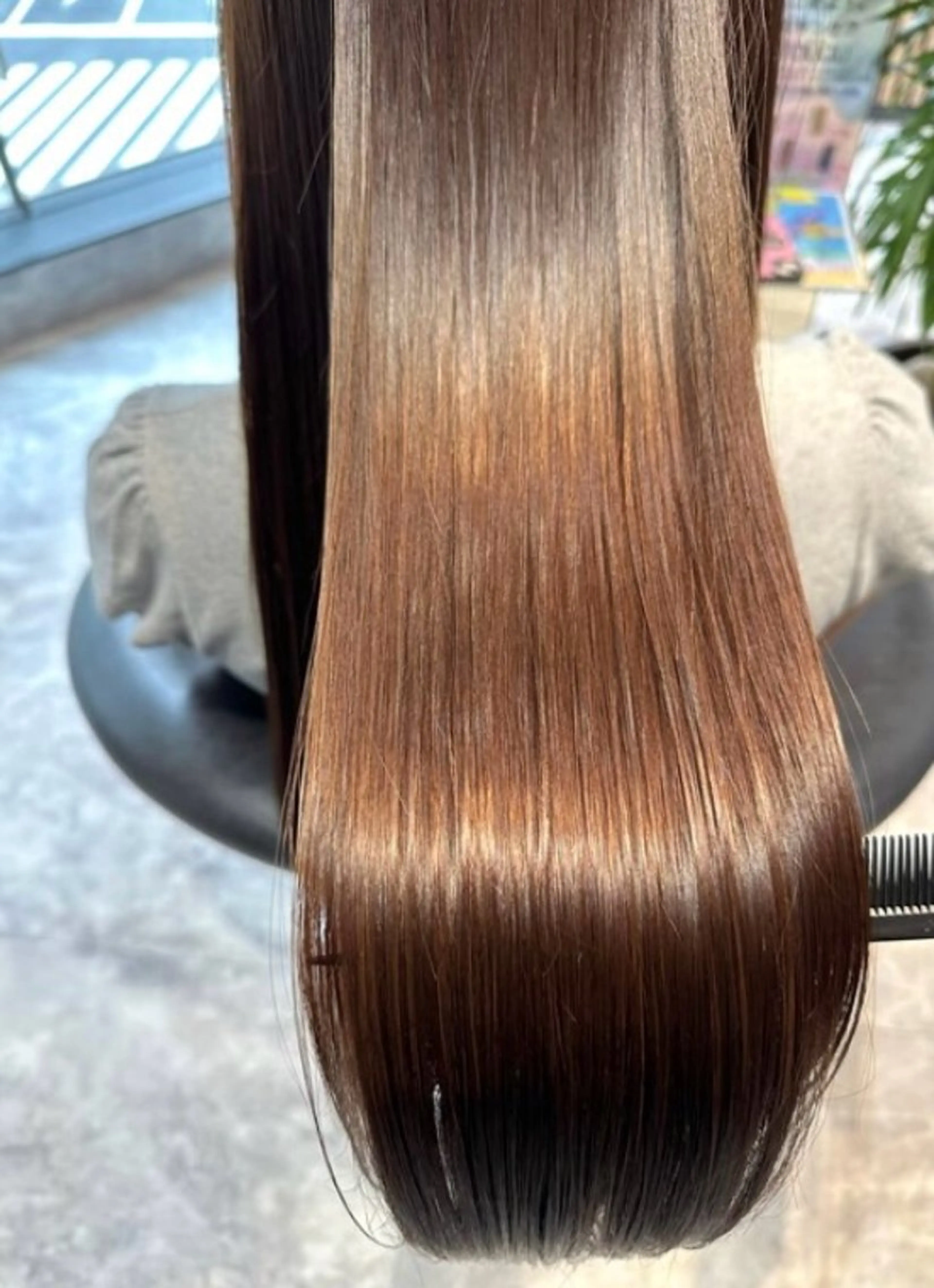 ロング 髪質改善 トリートメント 酸性ストレート 酸熱トリートメント カット ヘアカラー 縮毛矯正 トリートメント 縮毛矯正/酸性ストレ ート/艶カラー/堅田のヘアスタイル