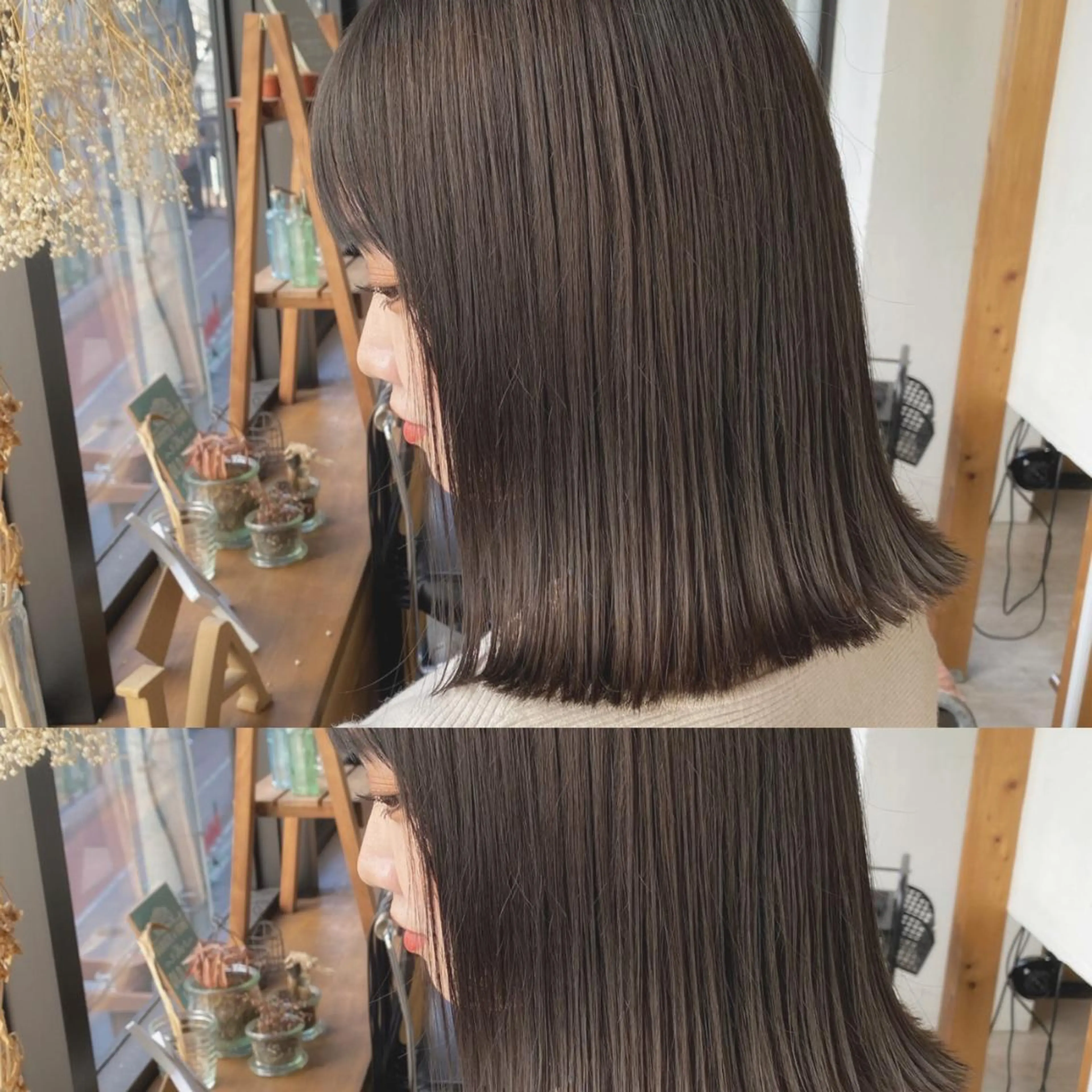 ミディアム カラー ヘアアレンジ メンズ ネイル マツエク・マツパ グレージュ ハイライト、レイヤー カット/西梅田/中西のヘアスタイル