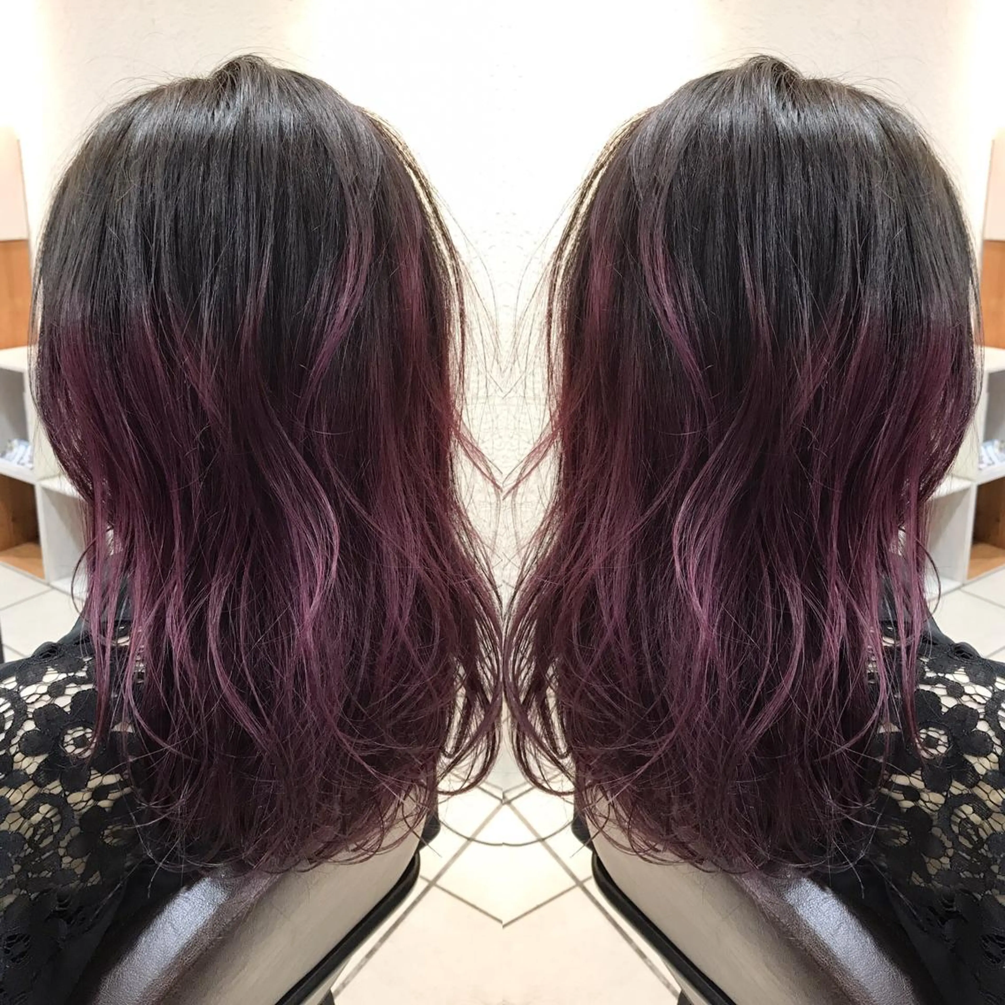 ミディアム カラー シールエクステ⭐️ オオミタクヤのヘアスタイル