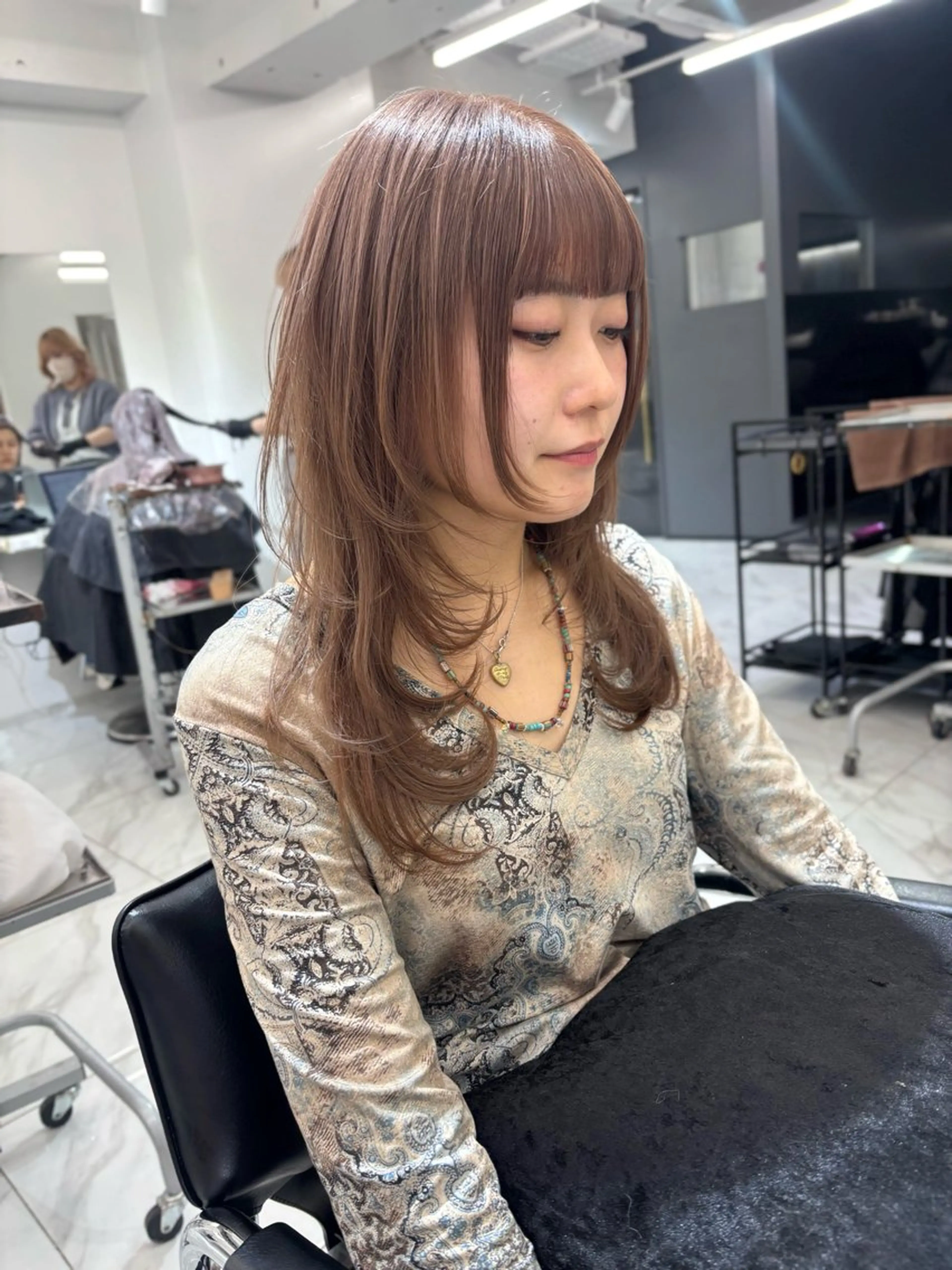 ミディアム カラー 黒髪 ブリーチ ヘアカラー レイヤー/ハイトーン 渋谷/Satsukiのヘアスタイル
