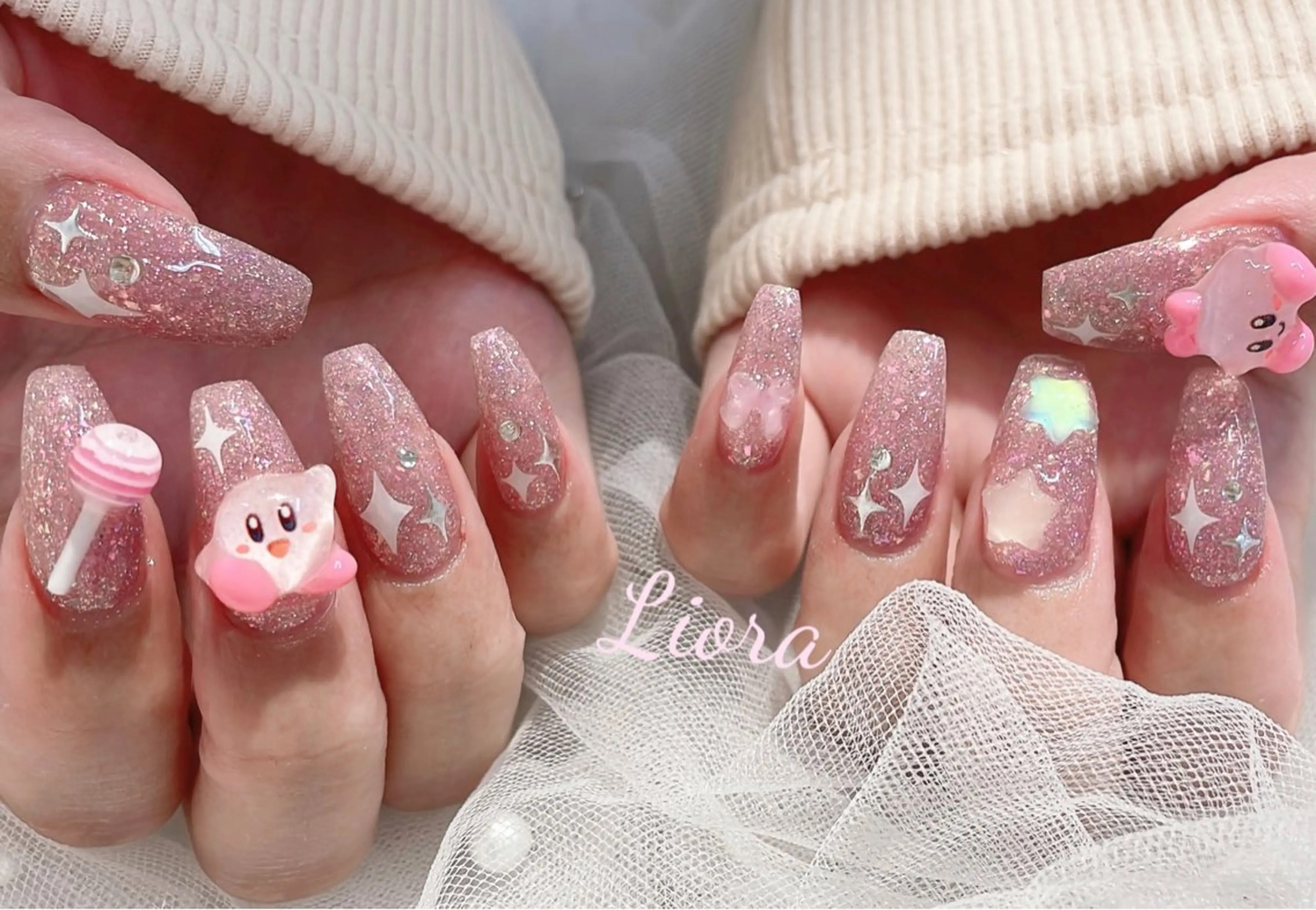 ネイル フレンチネイル ジェルネイル ガーリー グラデーション キラキラネイル Liora ネイルサロン所属・Liora nail salonのネイルデザイン