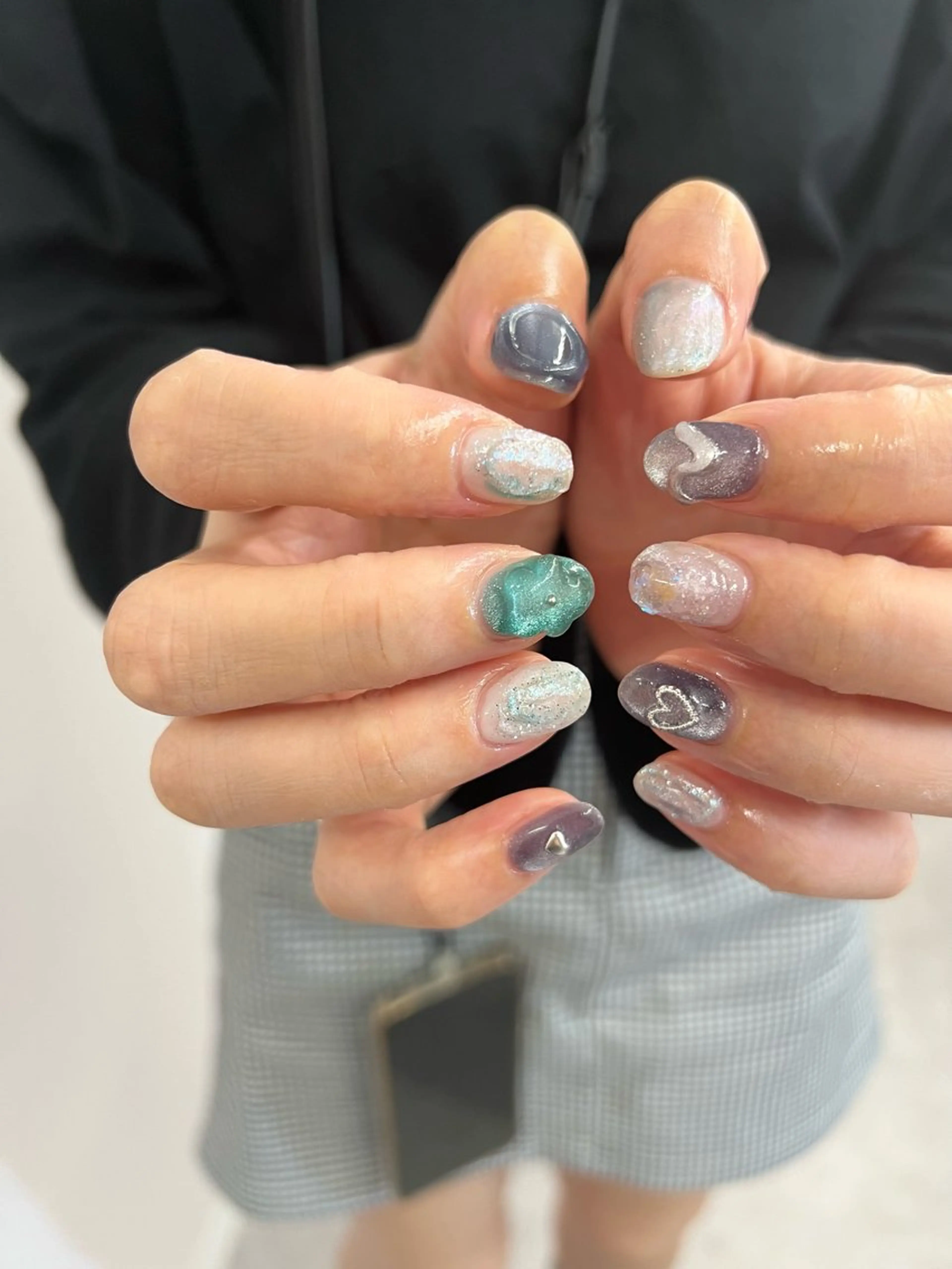 ネイル ジェルネイル ハート マグネットネイル ニュアンスネイル パラジェル ハンドネイル ハンドケア Bana_ Nailのネイルデザイン