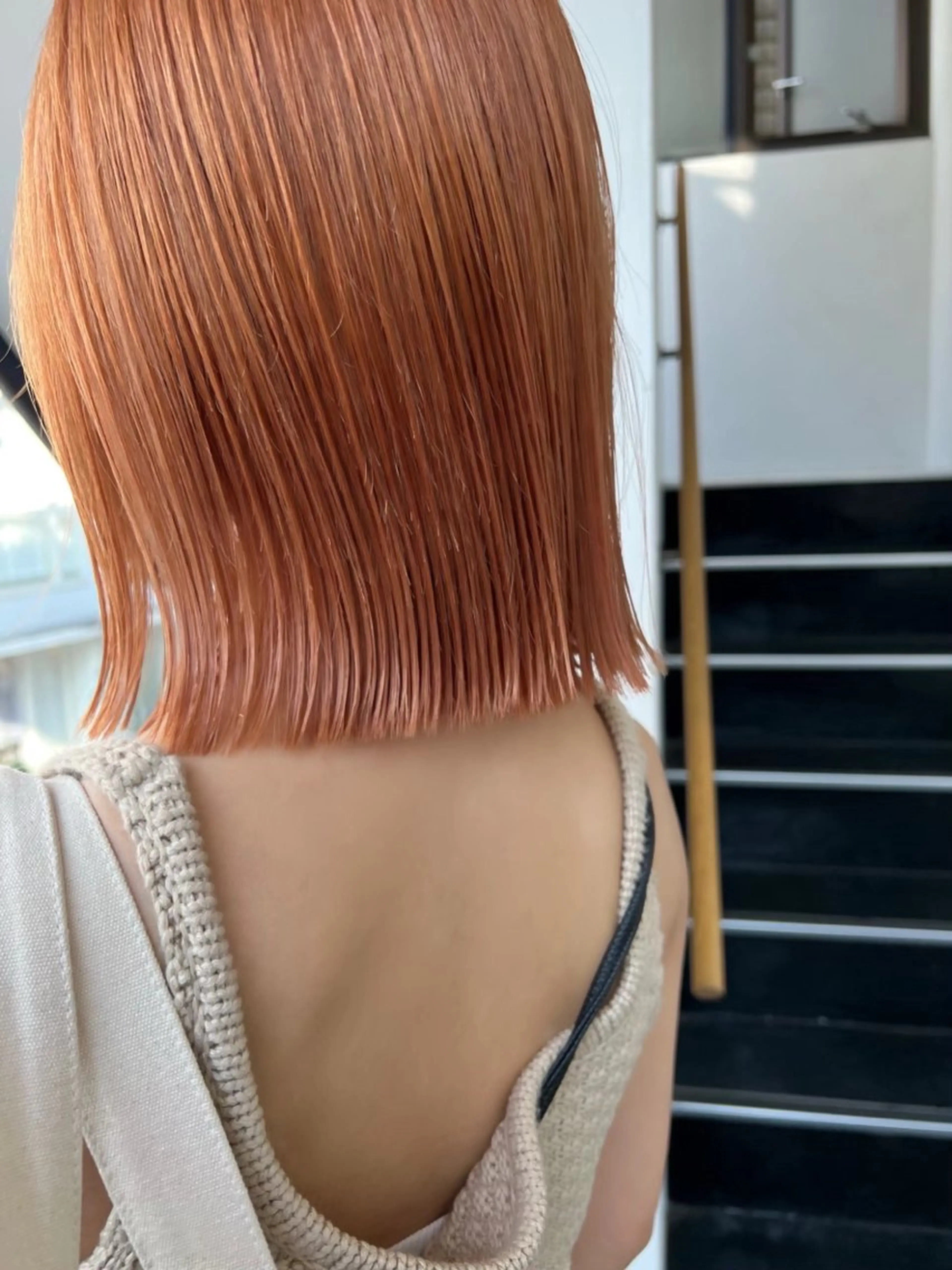 カラー オレンジ ピンクカラー Riko/ ブリーチモデル募集中のヘアスタイル