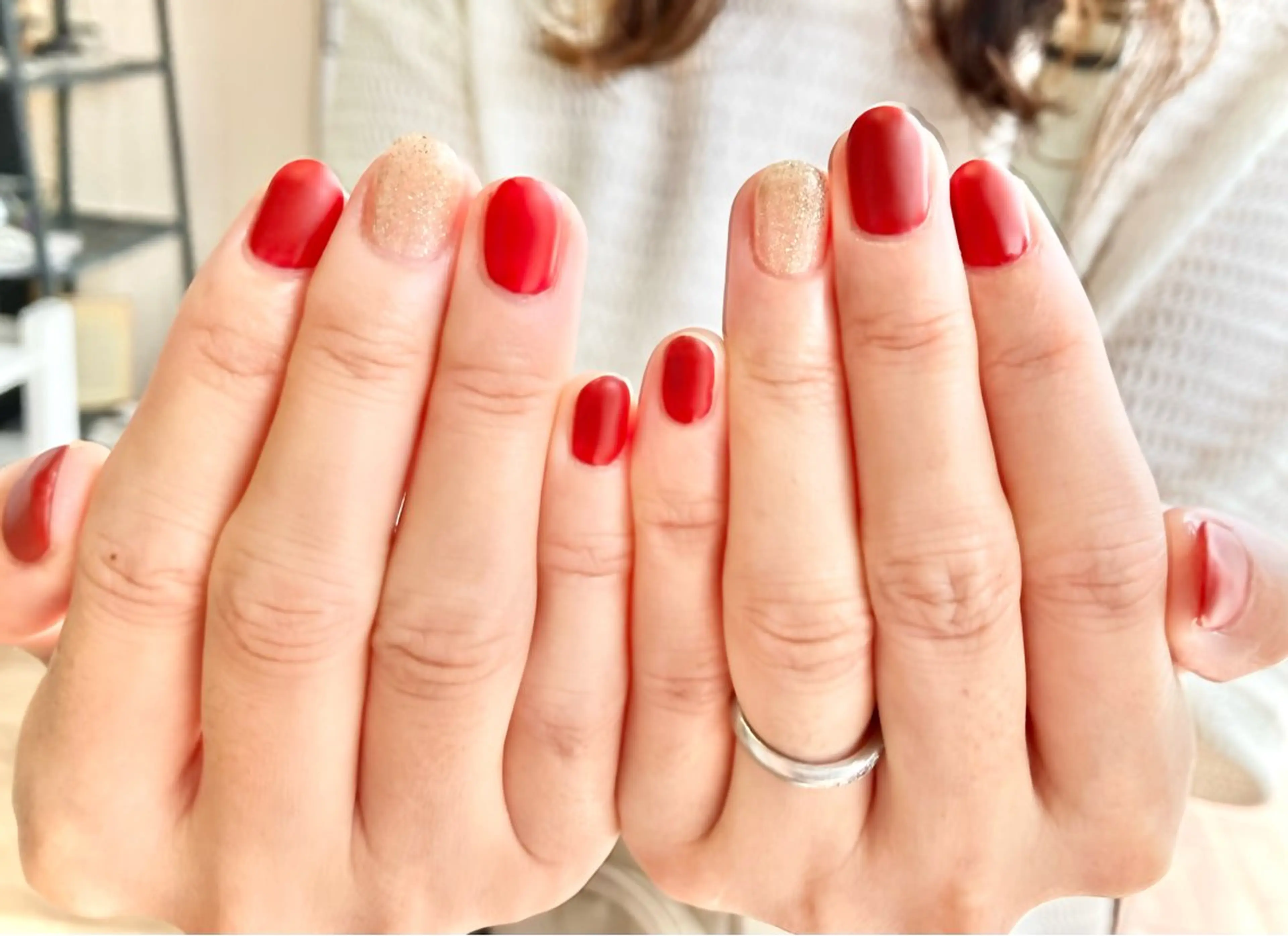 ネイル マットネイル 赤色 ハンドネイル nailsister まゆのネイルデザイン