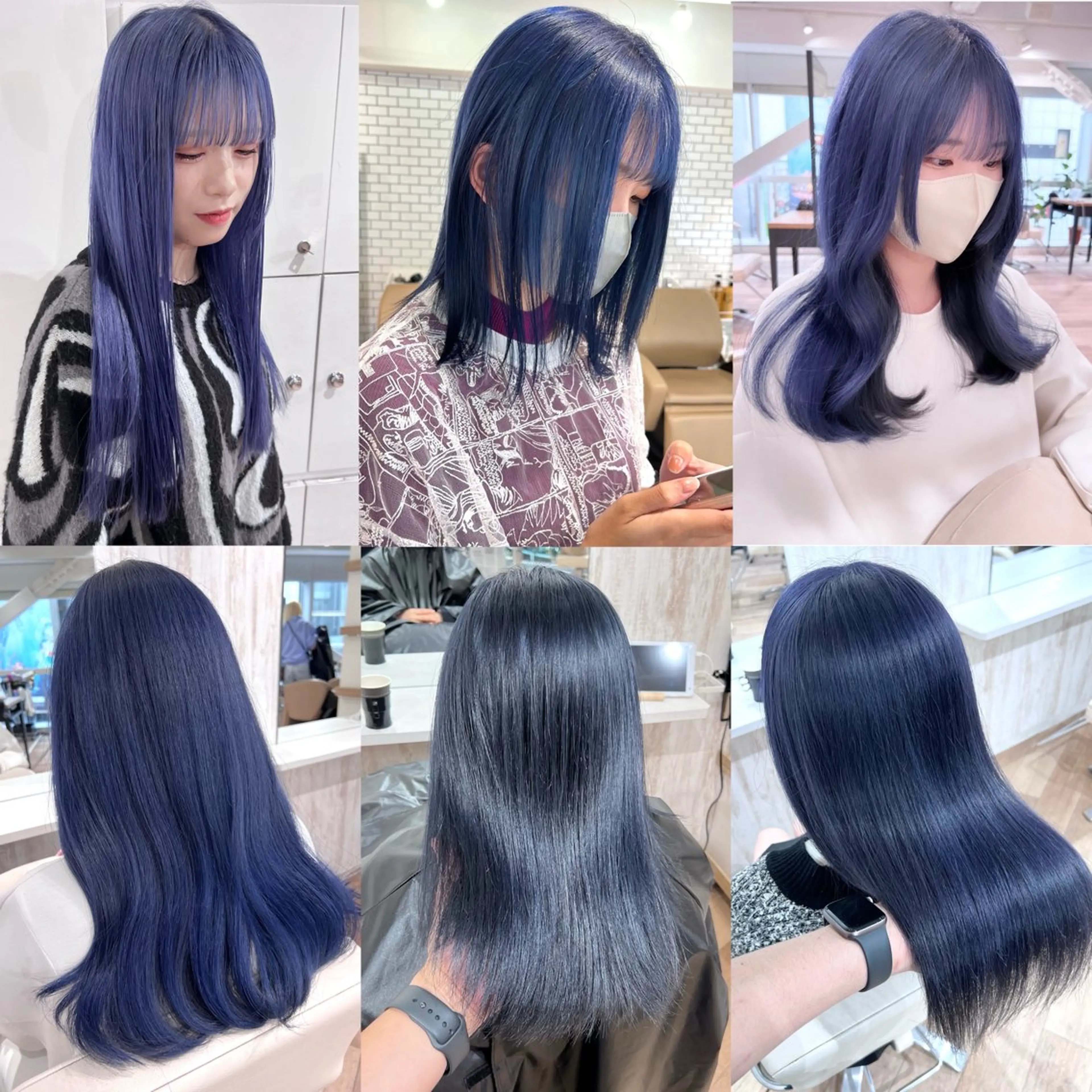 💙ブルーカラー💙［ワンカラー］#ブルーブラック#ネイビーブルー#ペールブルー#コリアンブルー#ブリーチなしカラーの写真