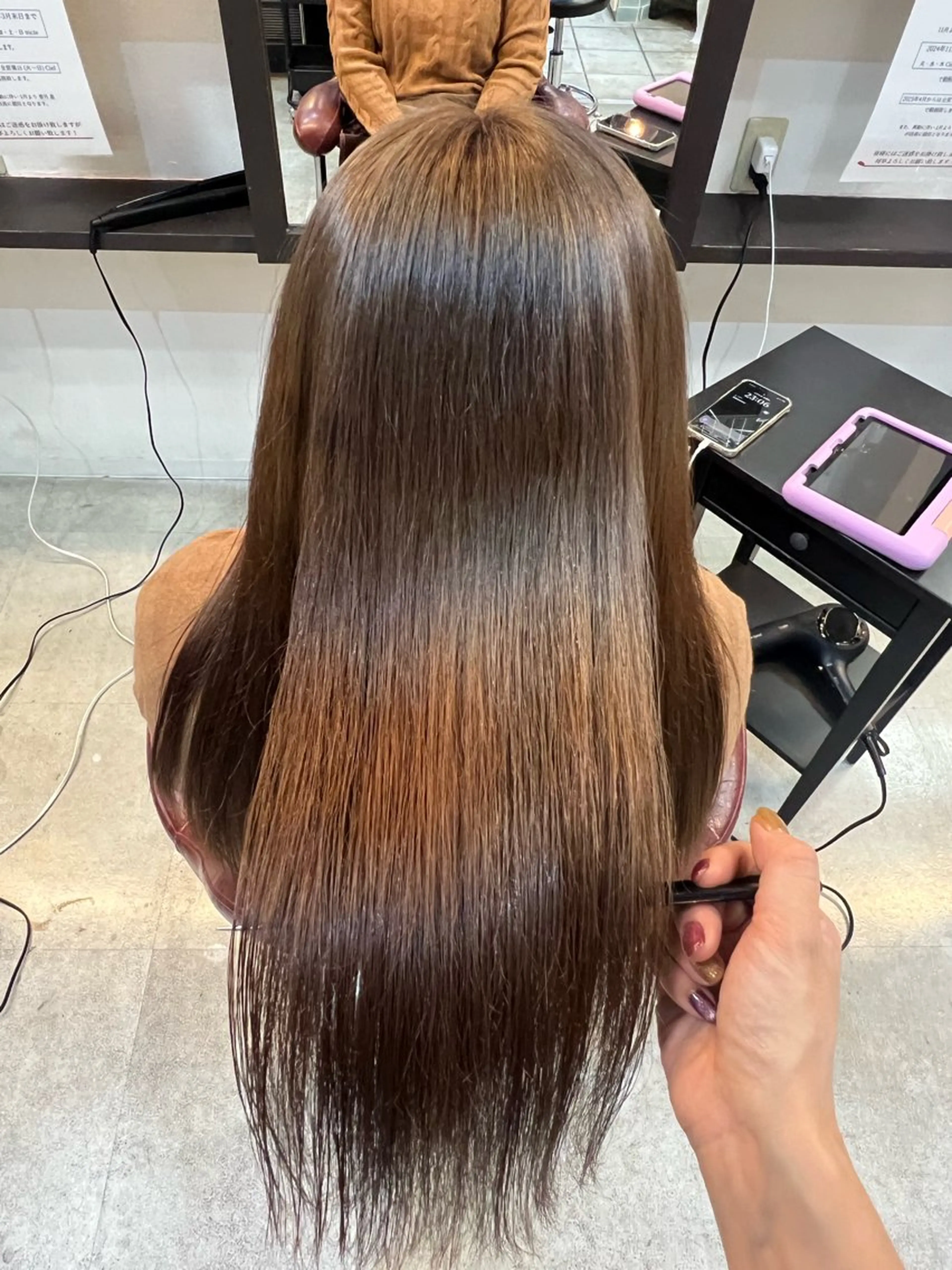 ロング カラー ブラウンカラー ココアブラウン 吉岡 なみのヘアスタイル