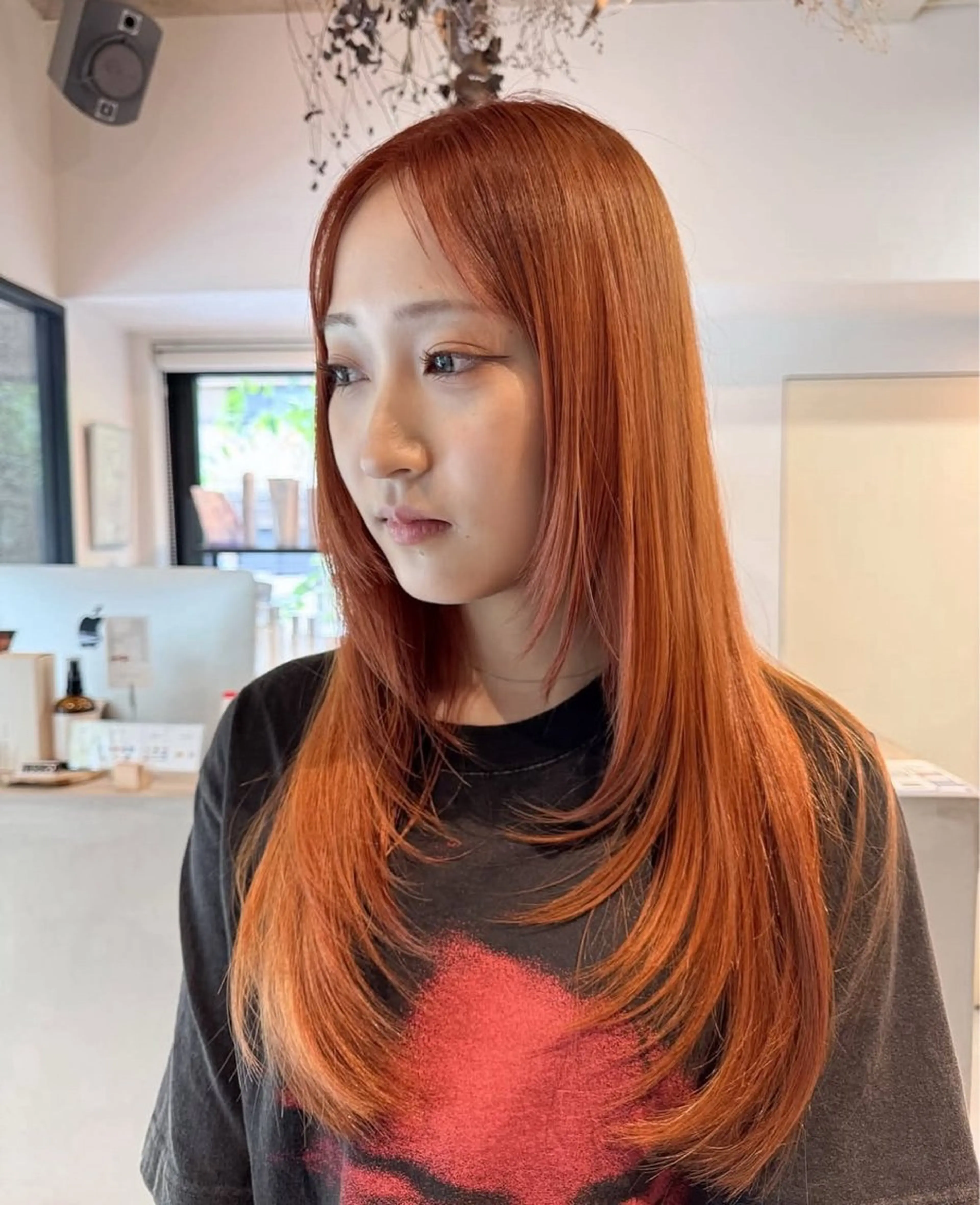 ロング カラー ロングレイヤー オレンジ レイヤーカット ロング カット ヘアカラー saki/Insta fleur_sakiのヘアスタイル