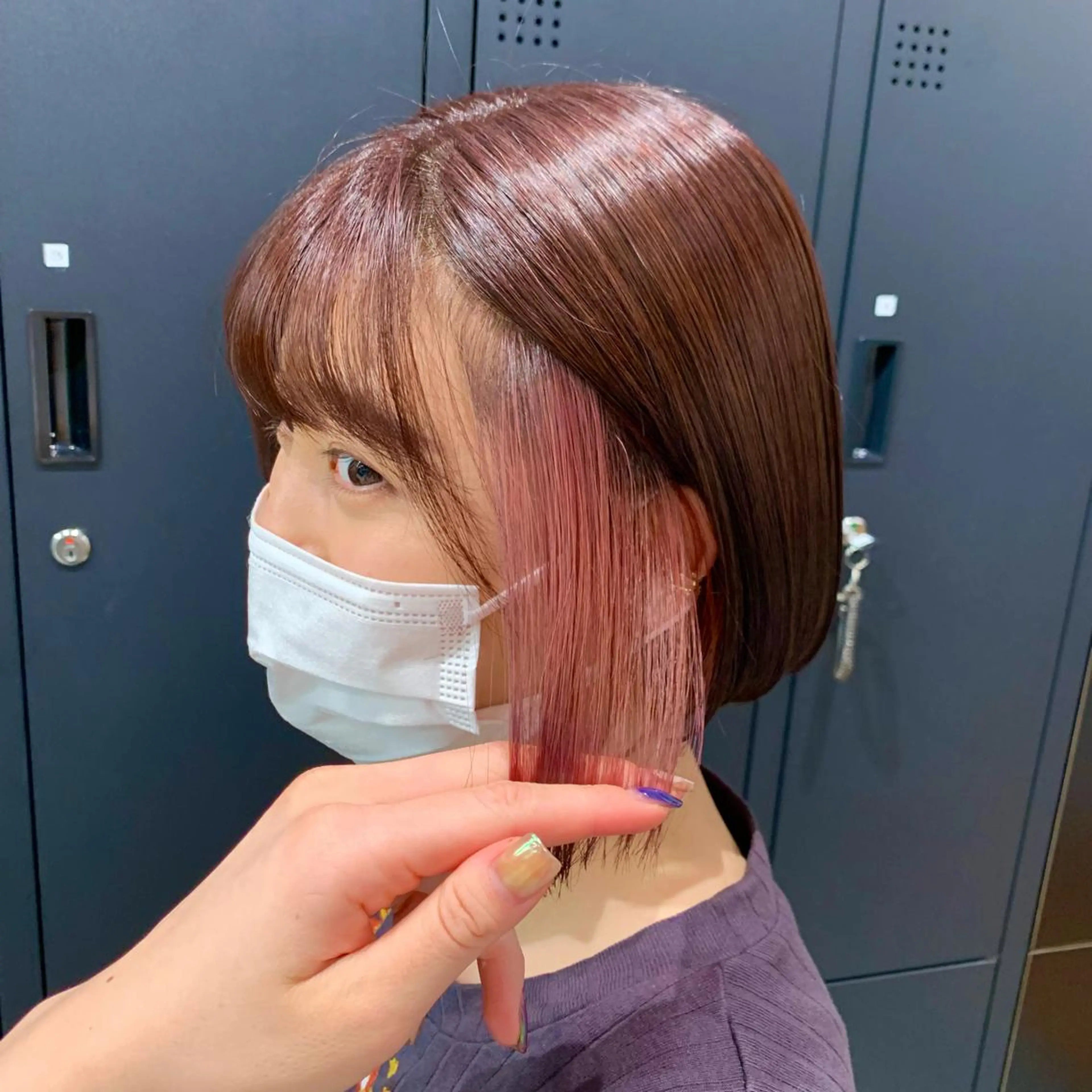 ショート カラー ブラウンカラー インナーカラー ピンクカラー 🌹似合わせカラー/ 酸性縮毛🌹野本麗奈のヘアスタイル