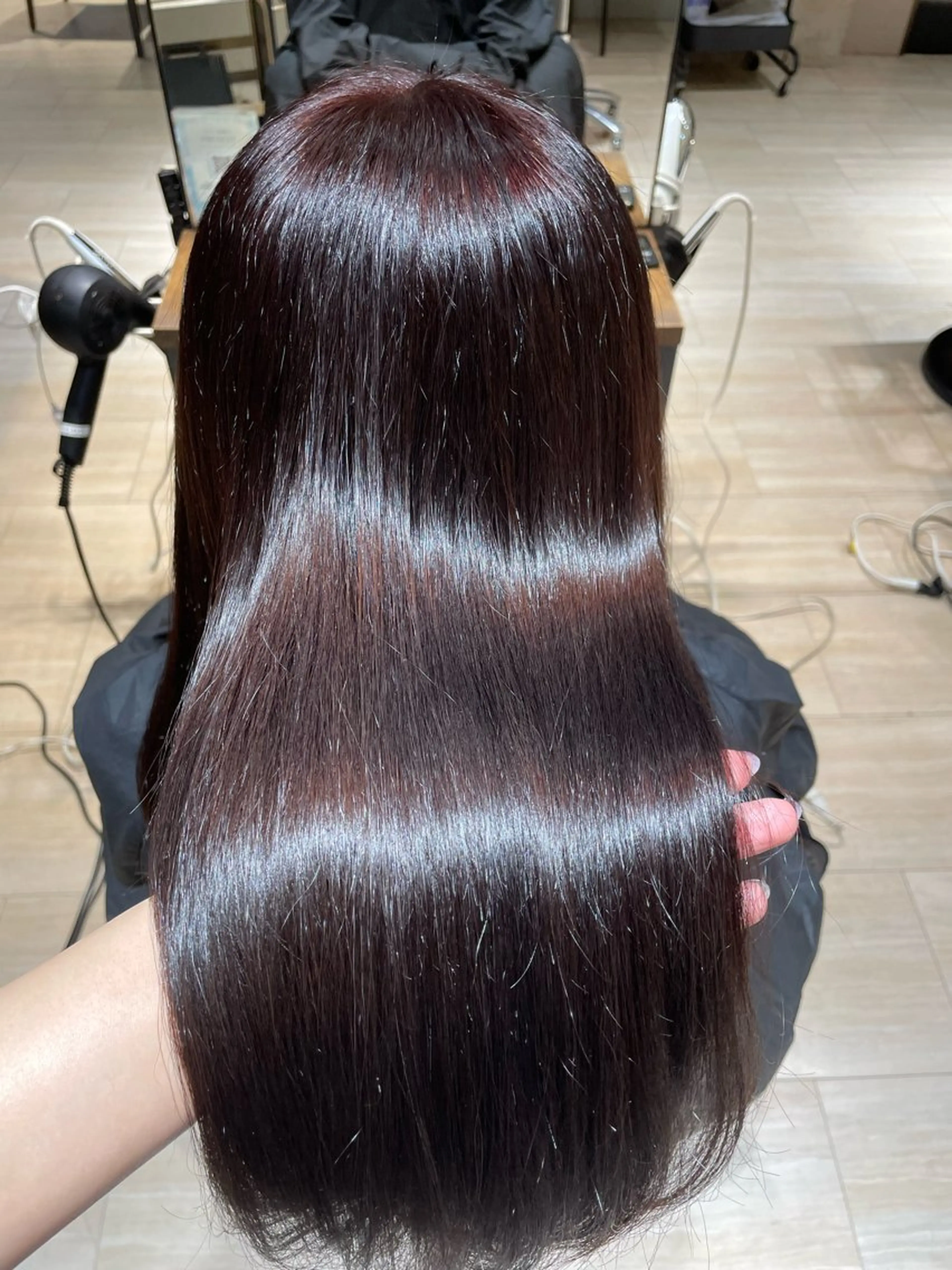 セミロング チョコレートブラウン ヘアカラー 艶カラー/アレンジ/ はまぐちうみのヘアスタイル