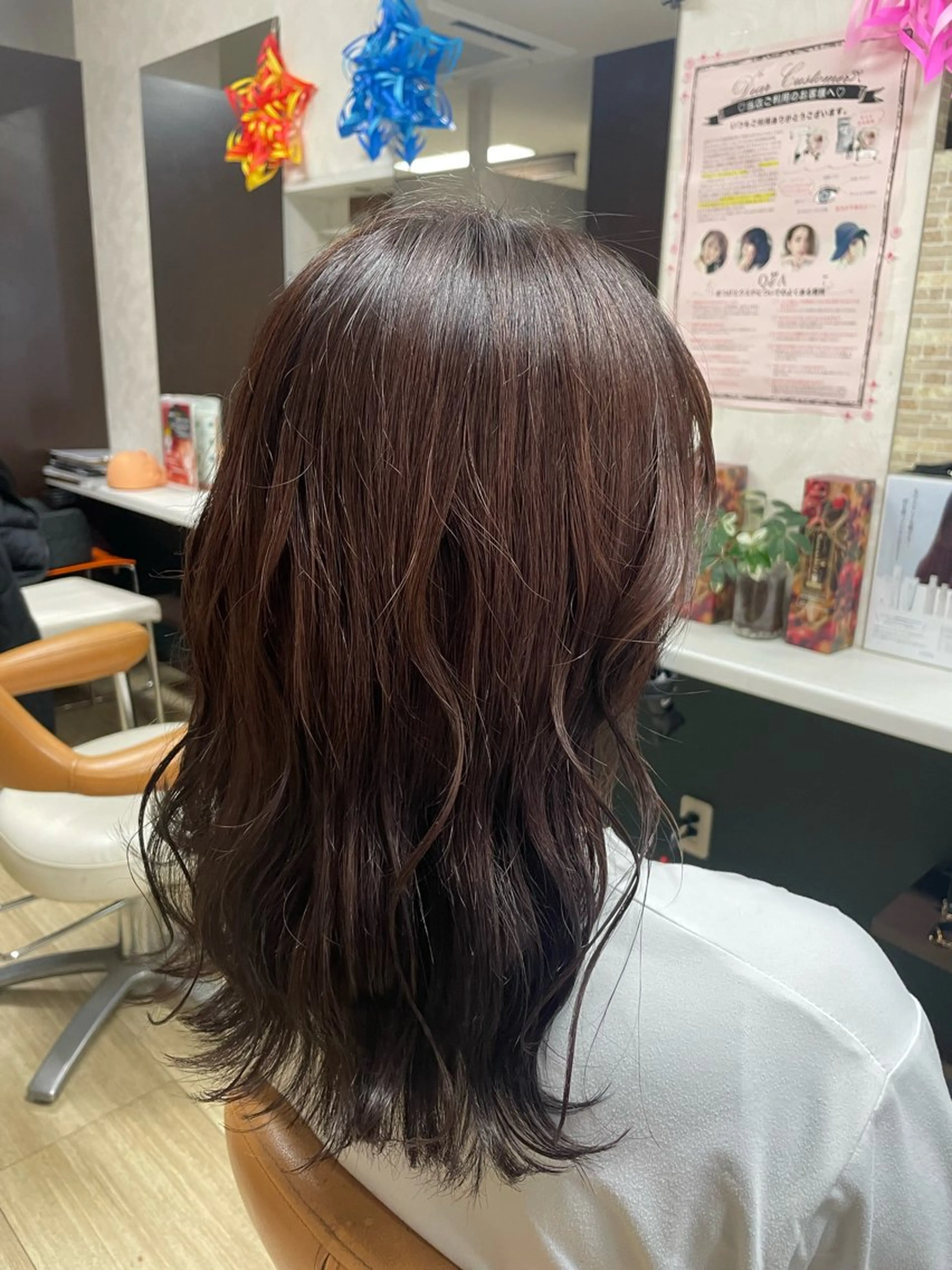 セミロング カラー ブラウンカラー ピンクカラー ピンクブラウン ヘアカラー 徳留 もも花のヘアスタイル