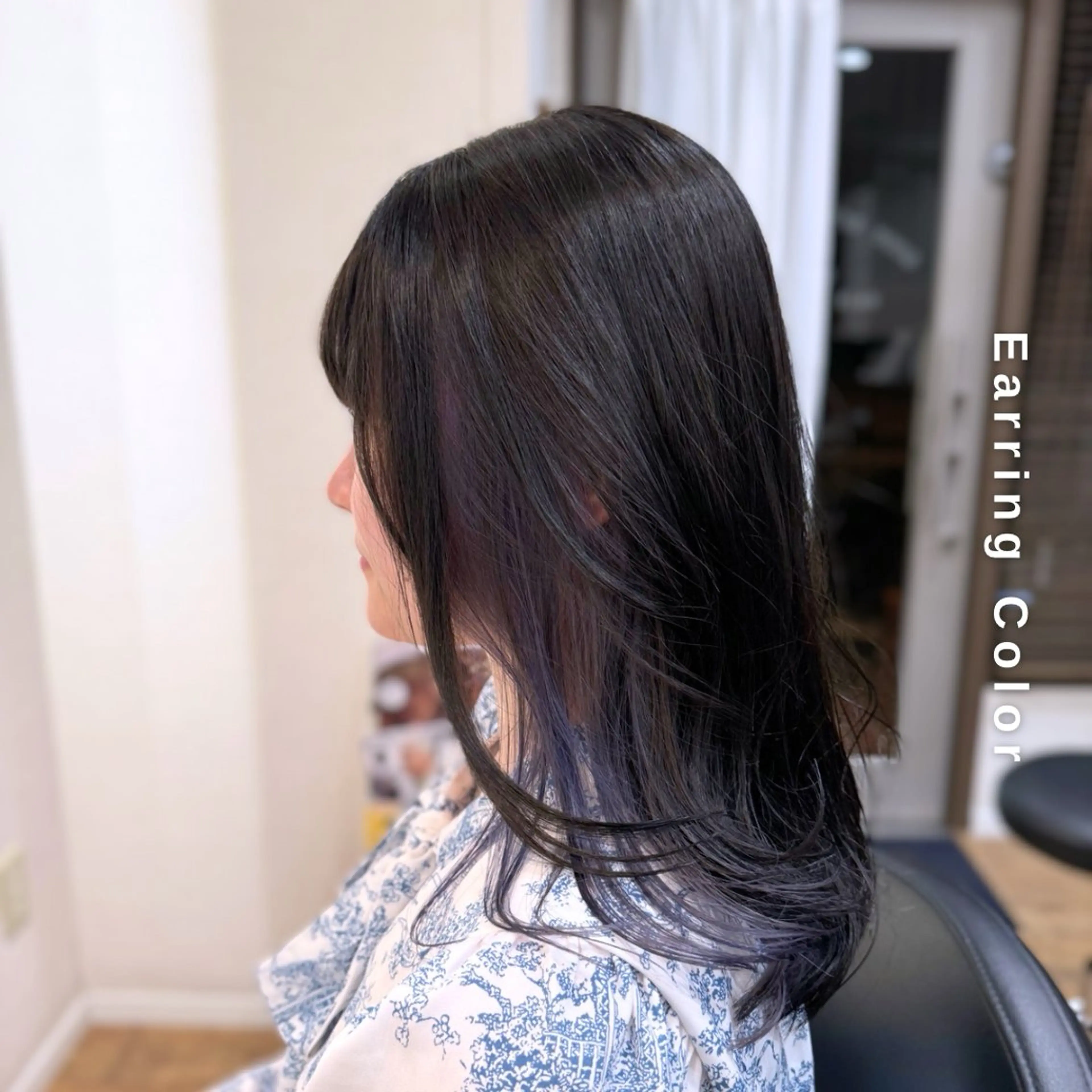 ロング カラー イヤリングカラー パープルカラー ヘアカラー トリートメント ヘアセット Hair&Make newer所属・しんのすけ /カラーモデル募集のヘアスタイル
