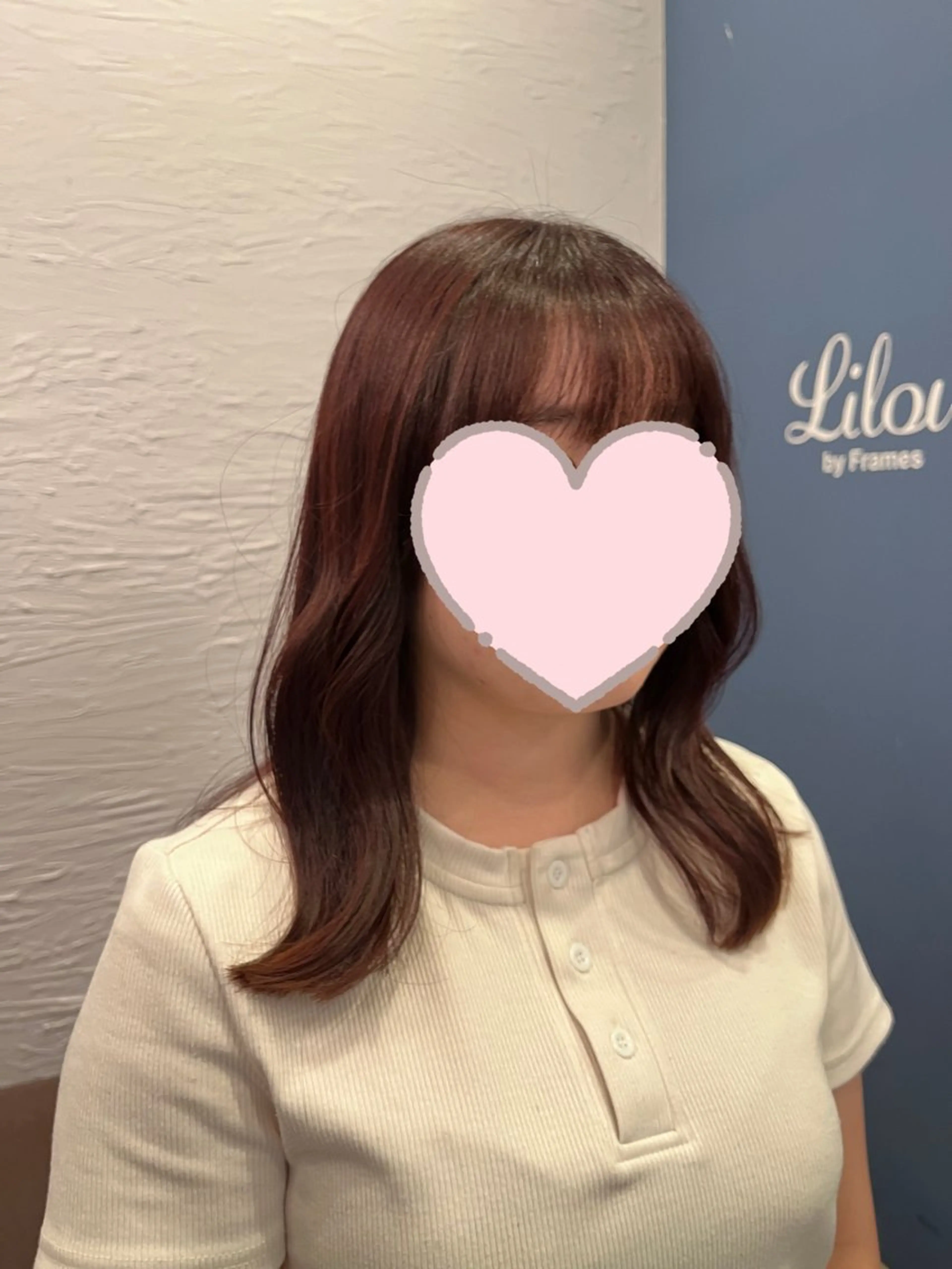 ミディアム レッドブラウン 顔周りカット カット ヘアカラー 笠原 あかりεїзのヘアスタイル