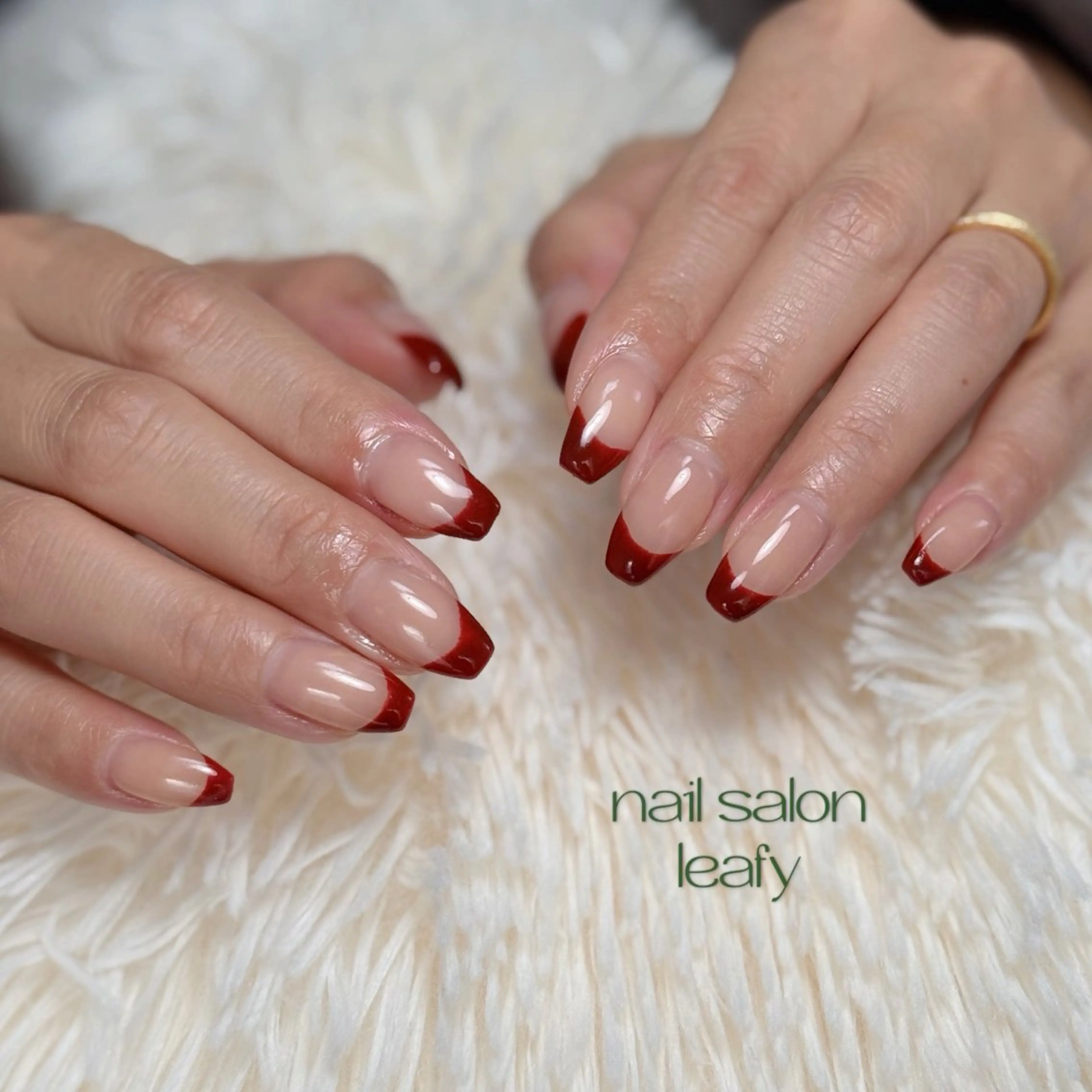 ネイル ボルドー フレンチネイル ネイルサロン leafyのネイルデザイン