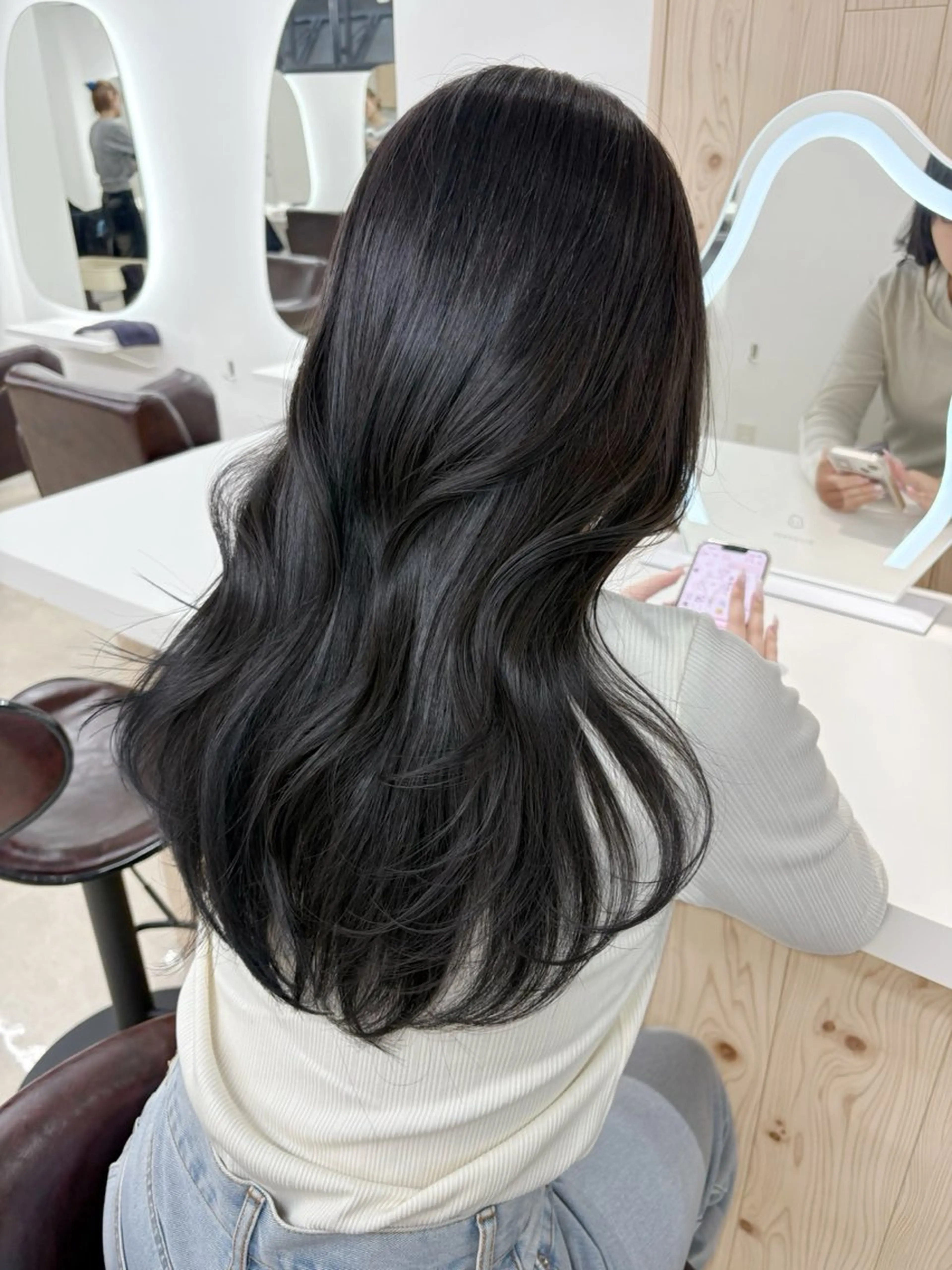 セミロング カラー カット ヘアカラー トリートメント ヘアセット 新宿/韓国ヘア/ 髪質改善ストレートのヘアスタイル