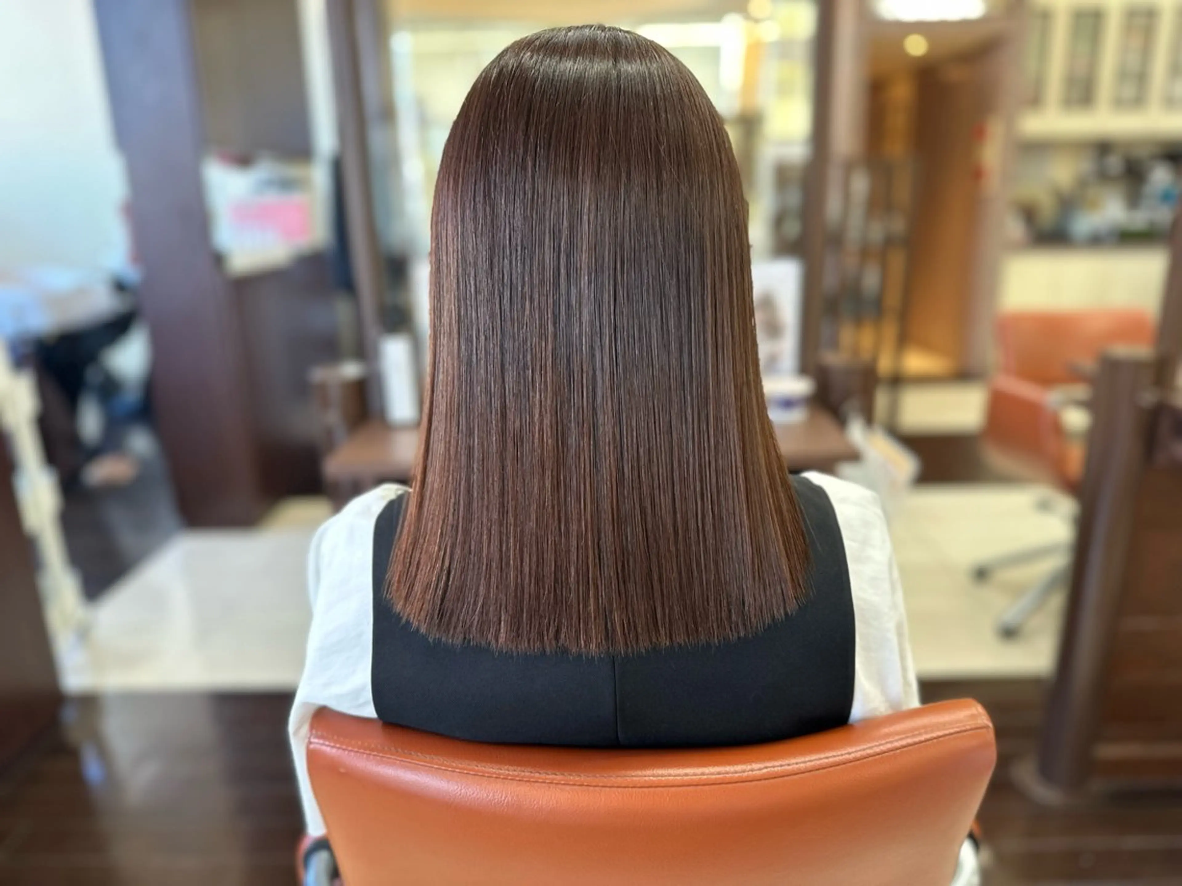 ミディアム カラー 髪質改善 縮毛矯正 ヘアカラー みつき/✨髪質改善✨ /自然なストレートのヘアスタイル