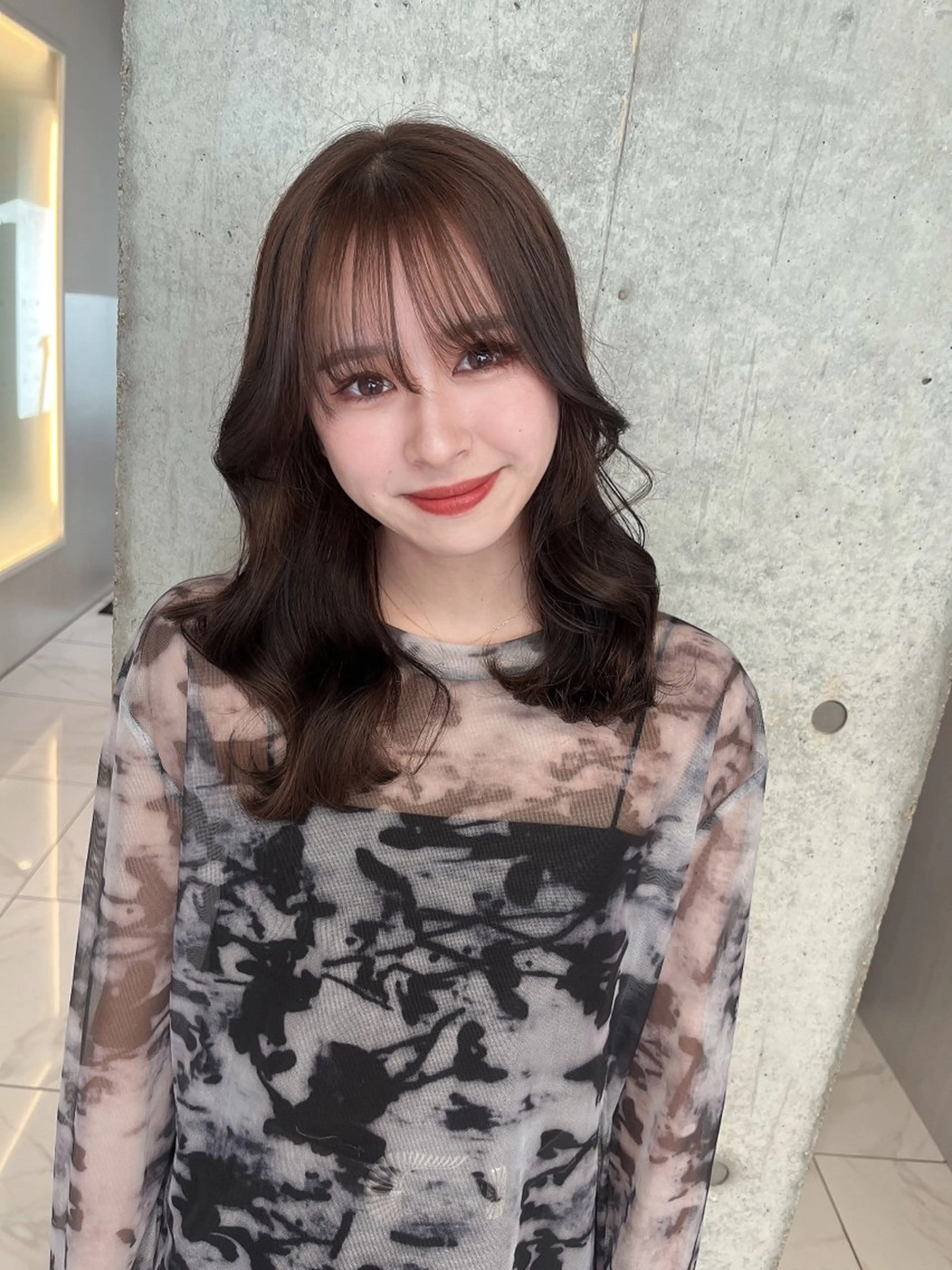 ミディアム カラー りおな/エクステ /ミルクティーカラーのヘアスタイル