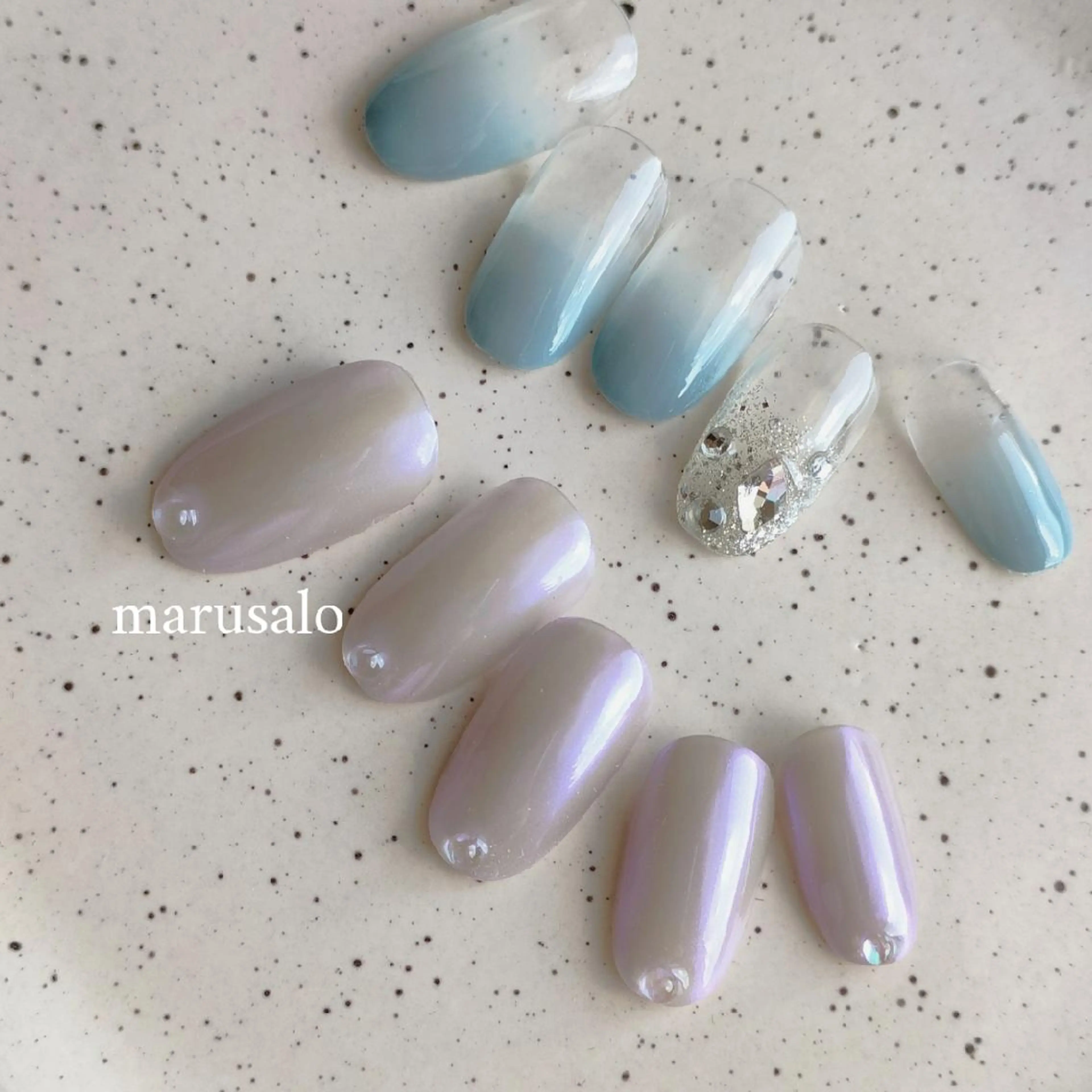ネイル グラデーション 韓国ネイル ミラーネイル シンプルネイル ストーンネイル marusalo nailのネイルデザイン