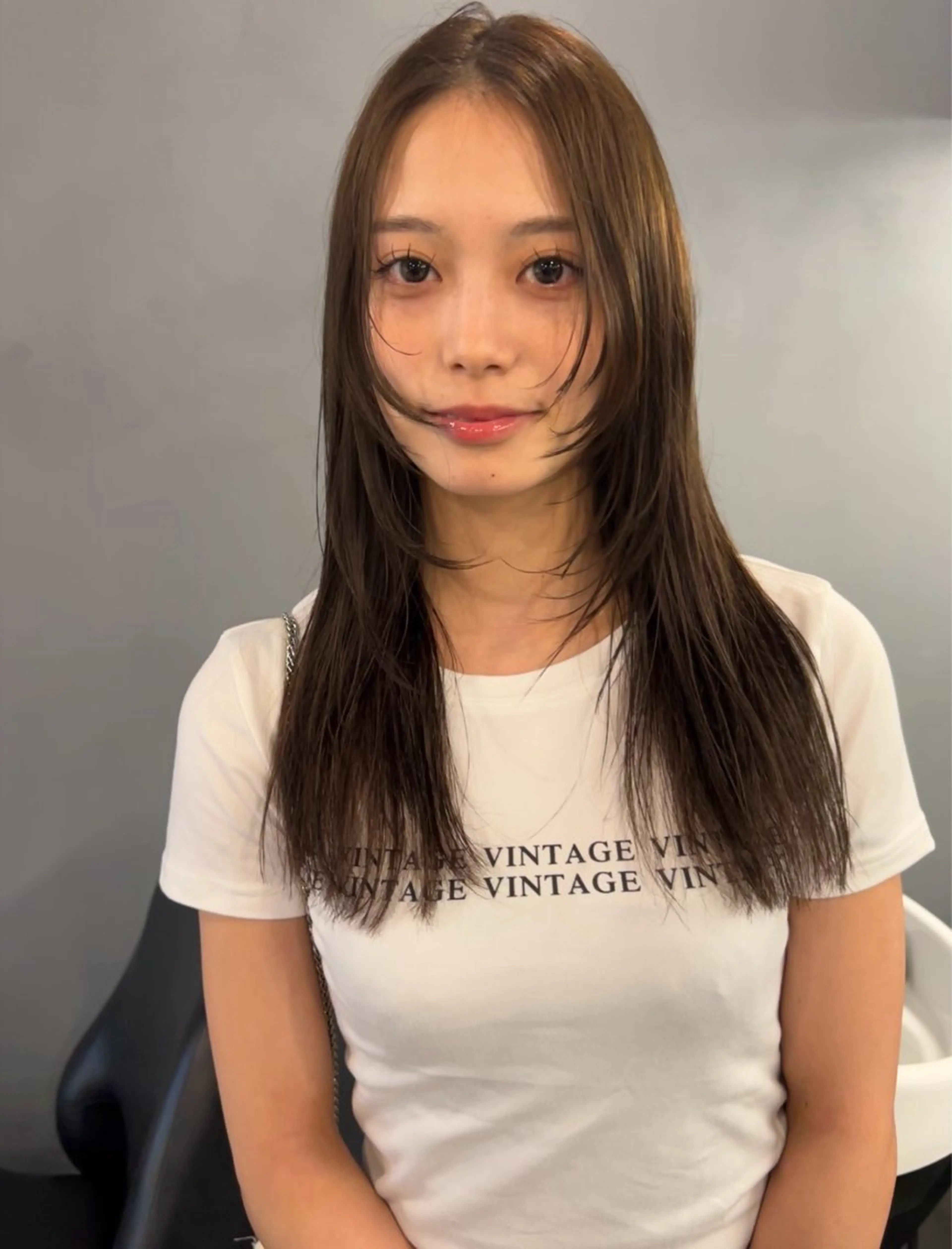 セミロング カラー 顔周りカット レイヤーカット カット ヘアカラー 三谷 はるなのヘアスタイル