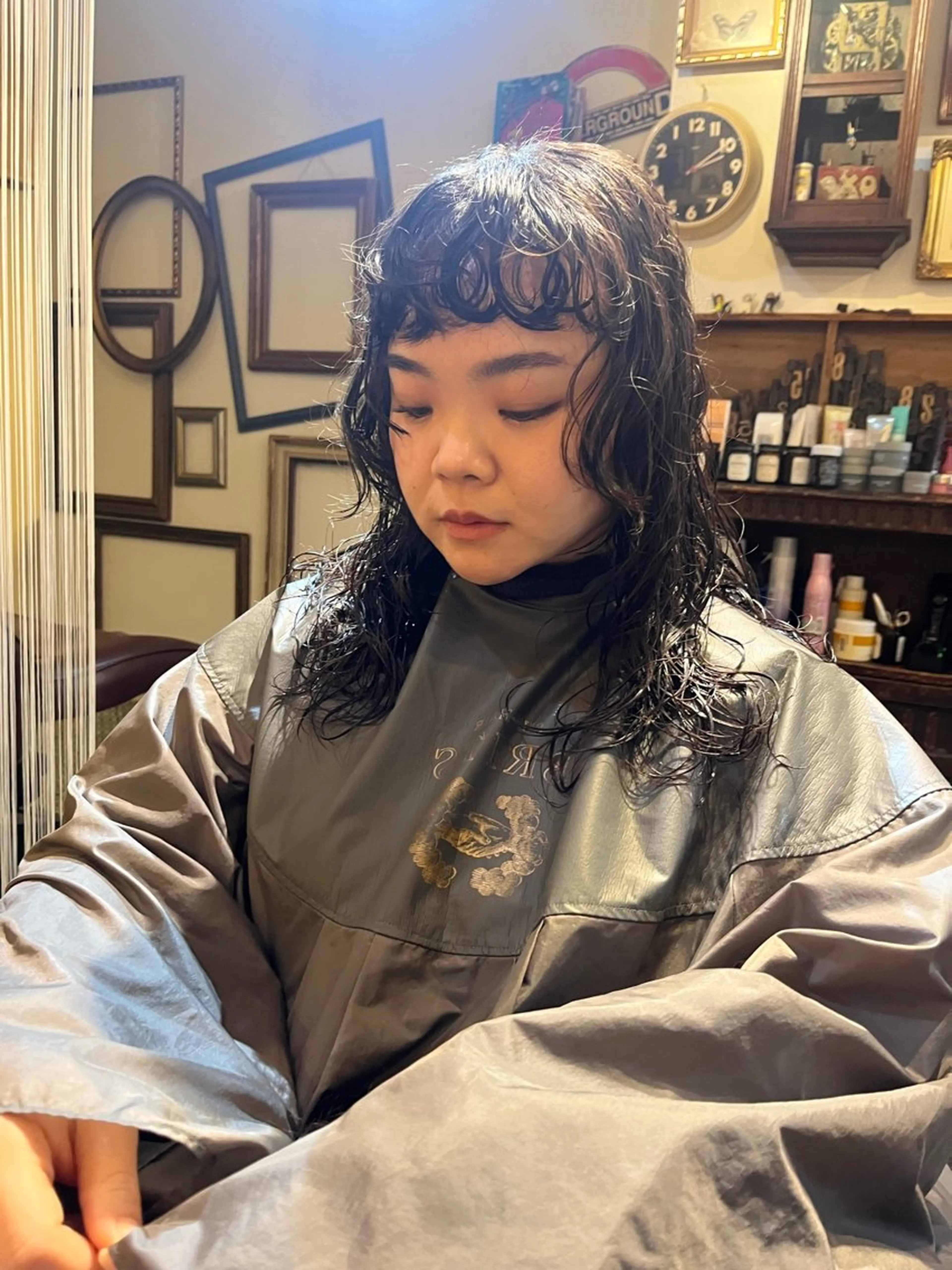 ロング パーマ くせ毛 外国人風カラー カット パーマ ヘッドスパ 抜け感パーマ/ ショート/緒方椋のヘアスタイル