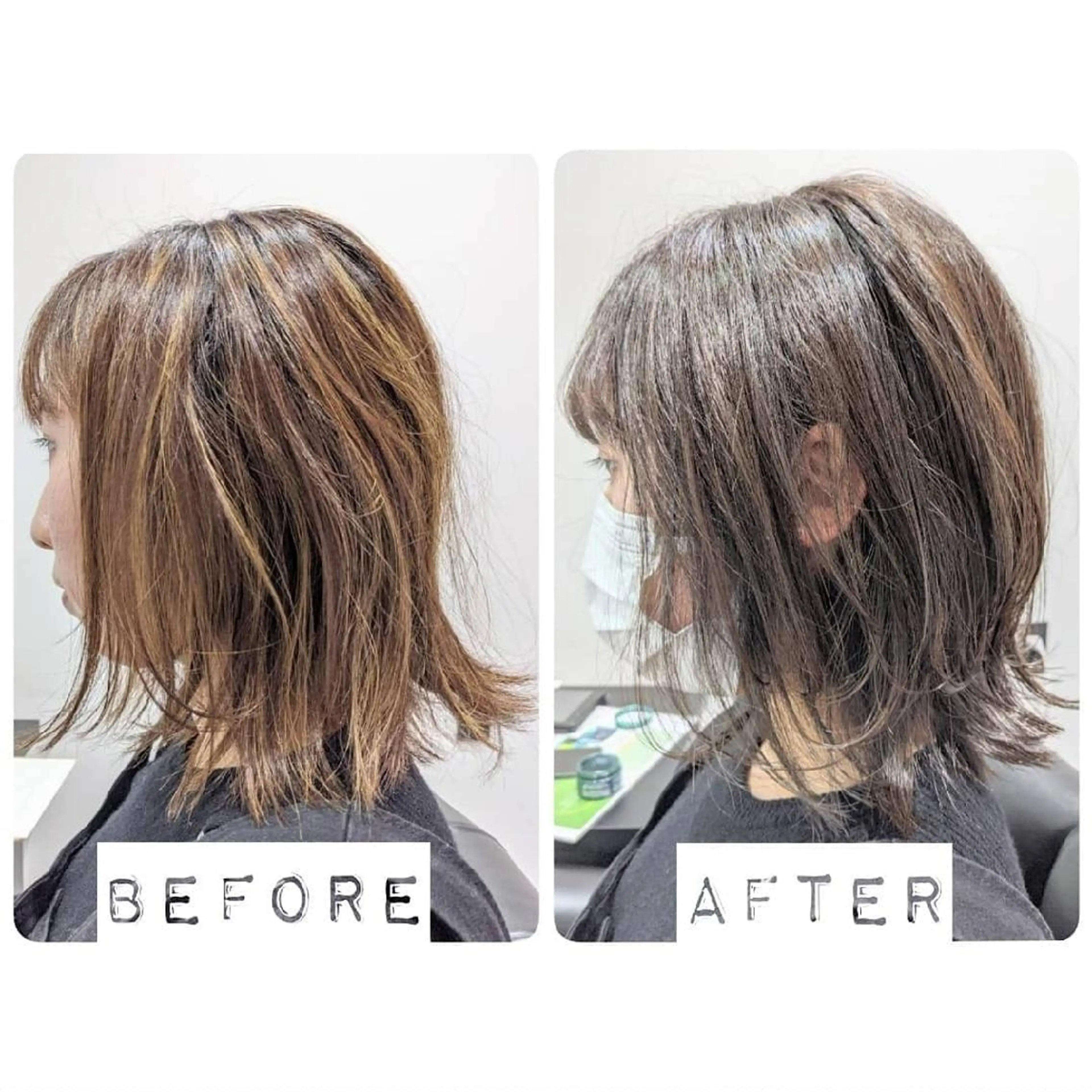 ミディアム くせ毛 カット ヘアカラー 心斎橋難波美容室店長 ディレクター中尾 祐のヘアスタイル