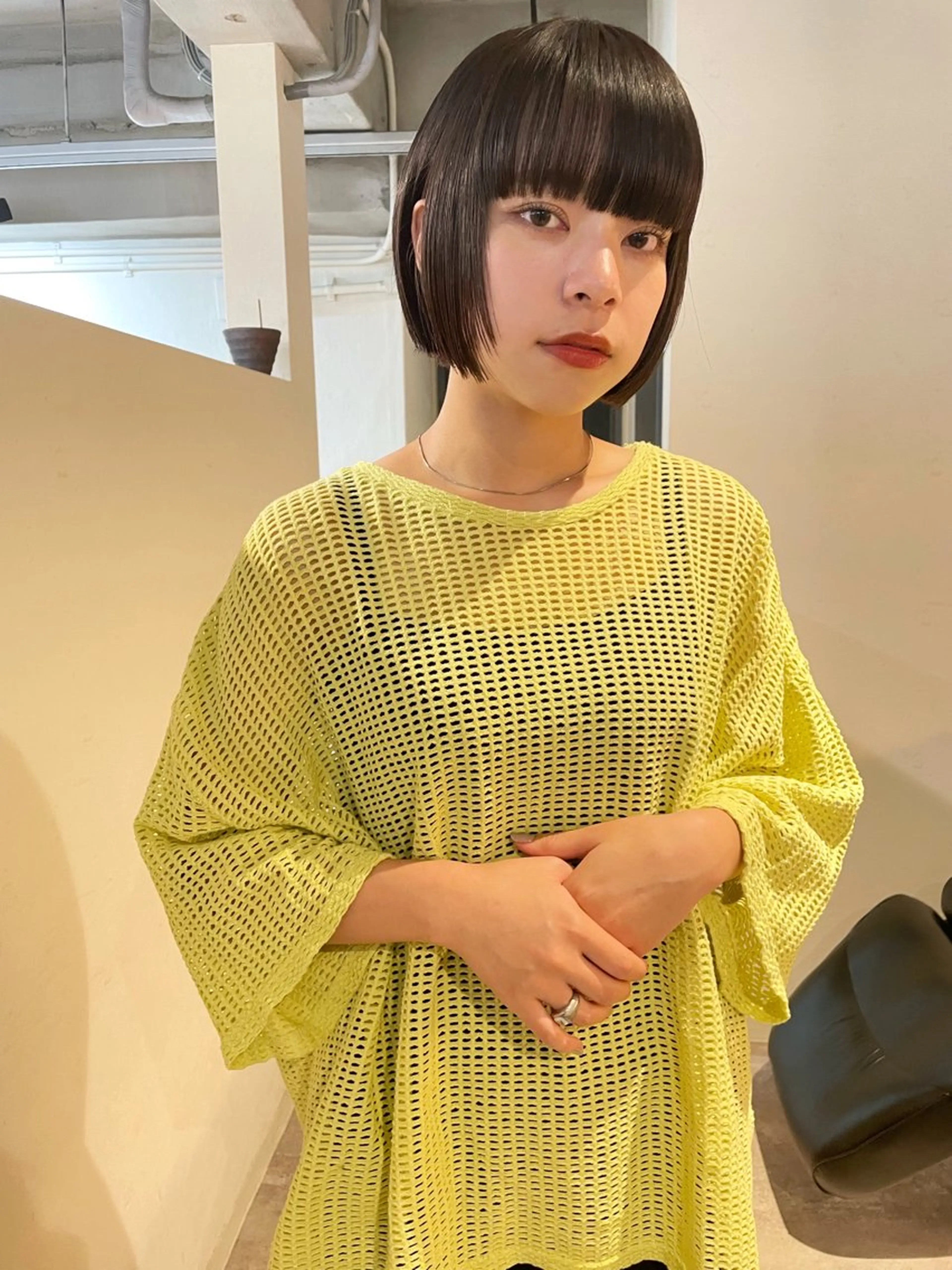 ショート カラー ヘアアレンジ ボブ 伸ばしかけ カット ヘアカラー トリートメント 丸山渉/パーマ エフェクトブリーチのヘアスタイル