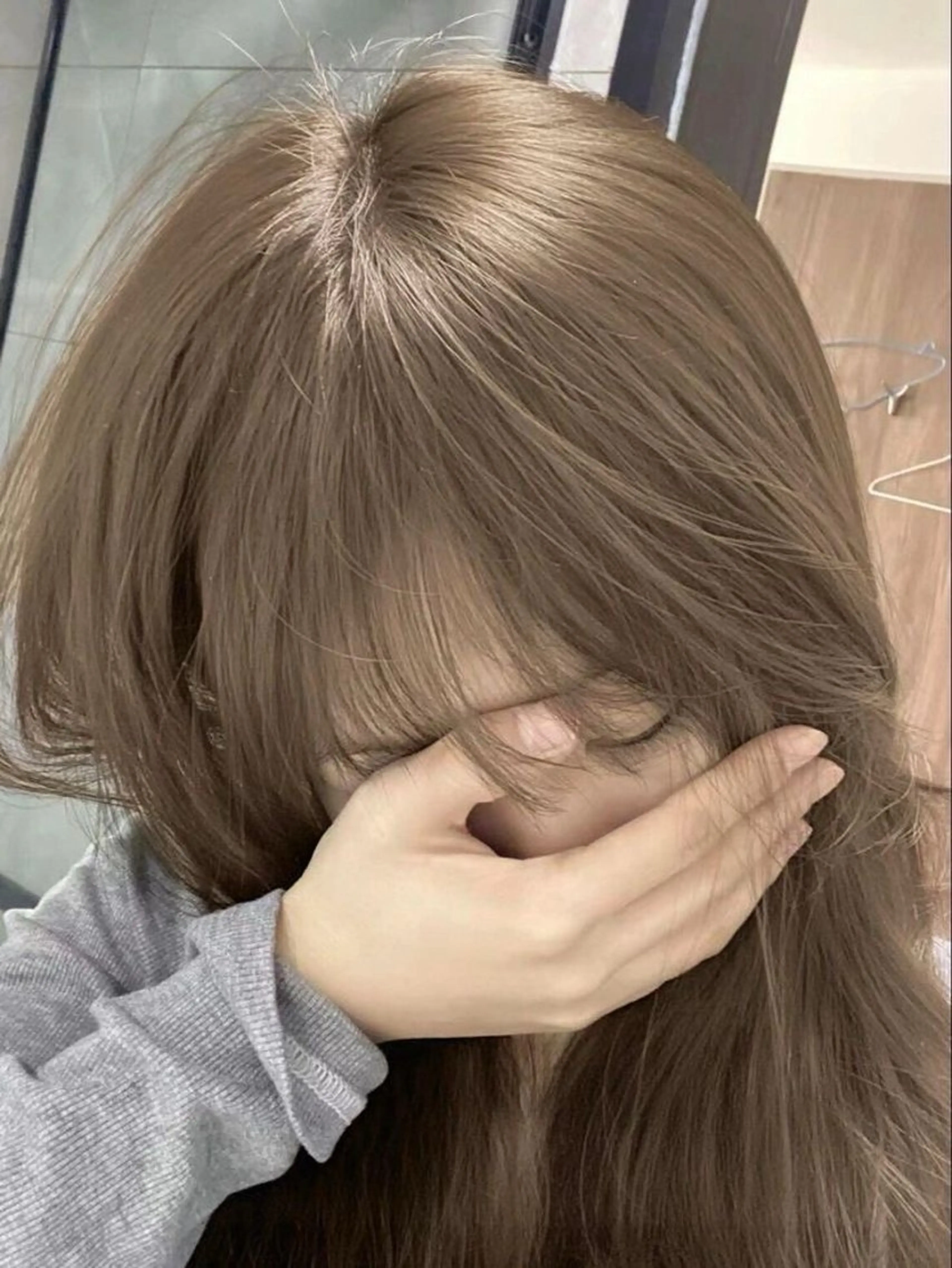 ロング ヘアカラー 🤍透明感グレージュ オリーブ🤍RINのヘアスタイル