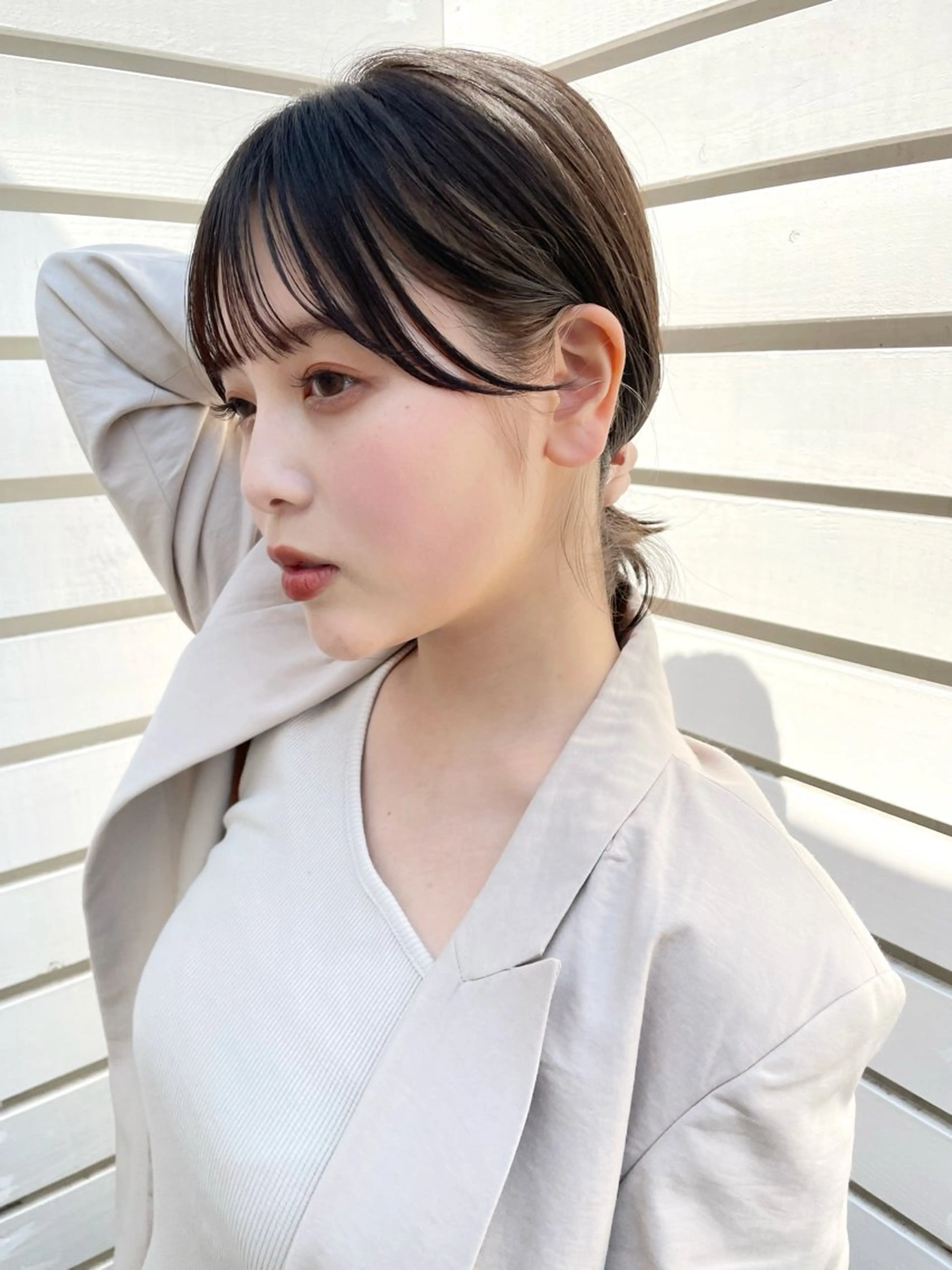 ミディアム カラー カット ヘアカラー 結べるレイヤーボブ くびれLady表参道のヘアスタイル