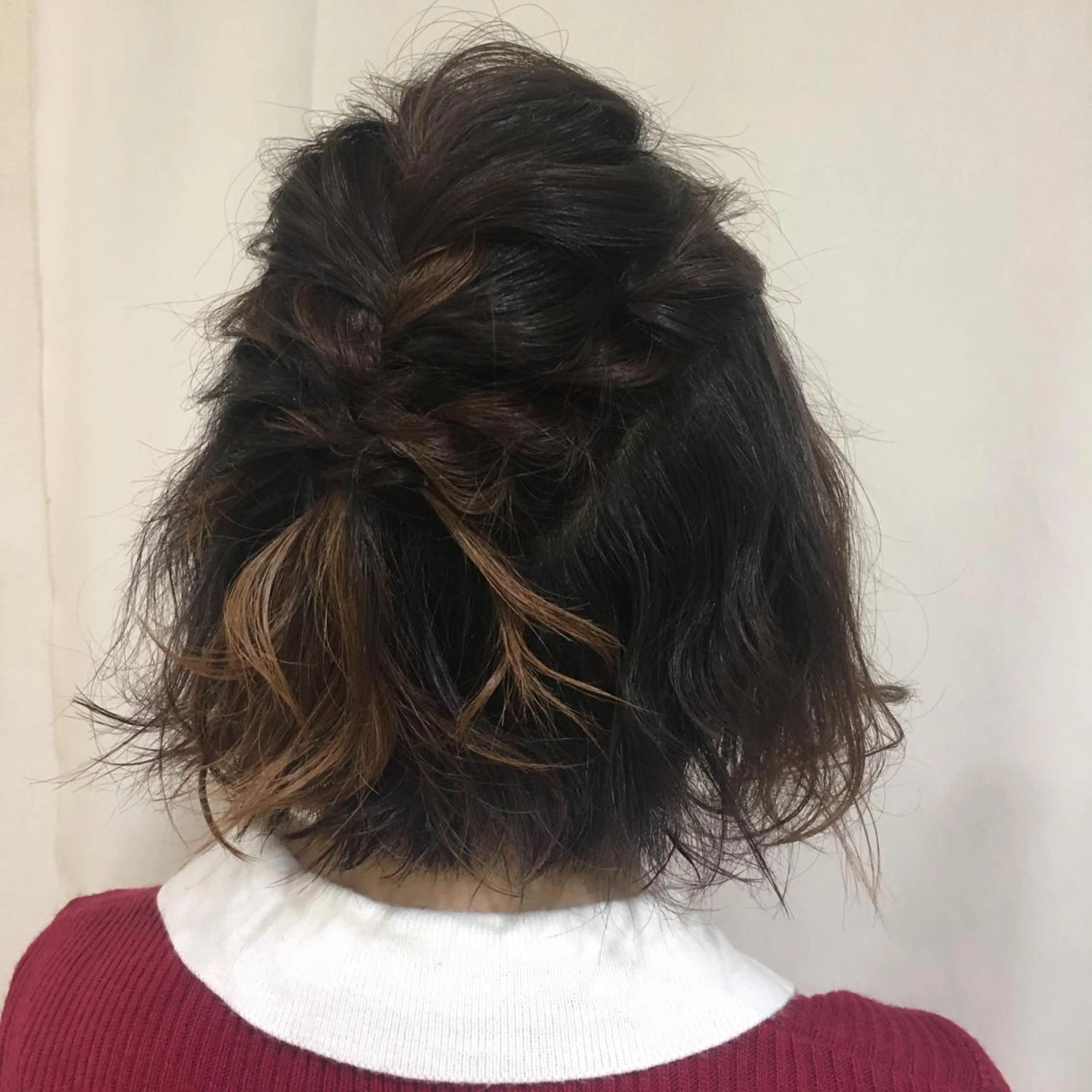 ショート カラー ヘアアレンジ ハーフアップ グラデーションカラー ボブ きむえり/セット/ 髪質改善/カラーのヘアスタイル