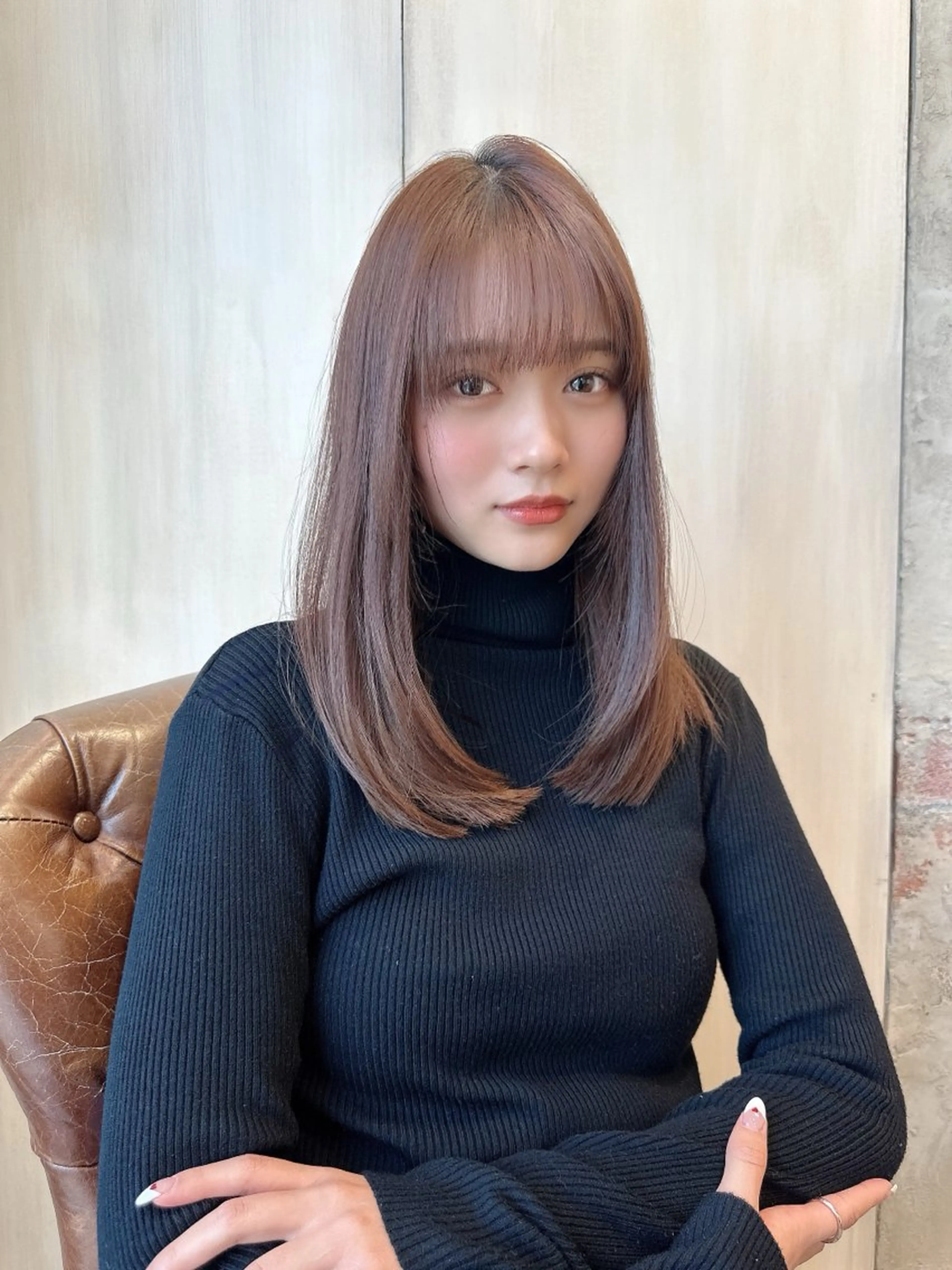 セミロング カラー 透明感カラー 小顔カット トリートメント カット ヘアカラー トリートメント ヘッドスパ 石戸谷　海斗/韓国 レイヤー/艶カラーのヘアスタイル