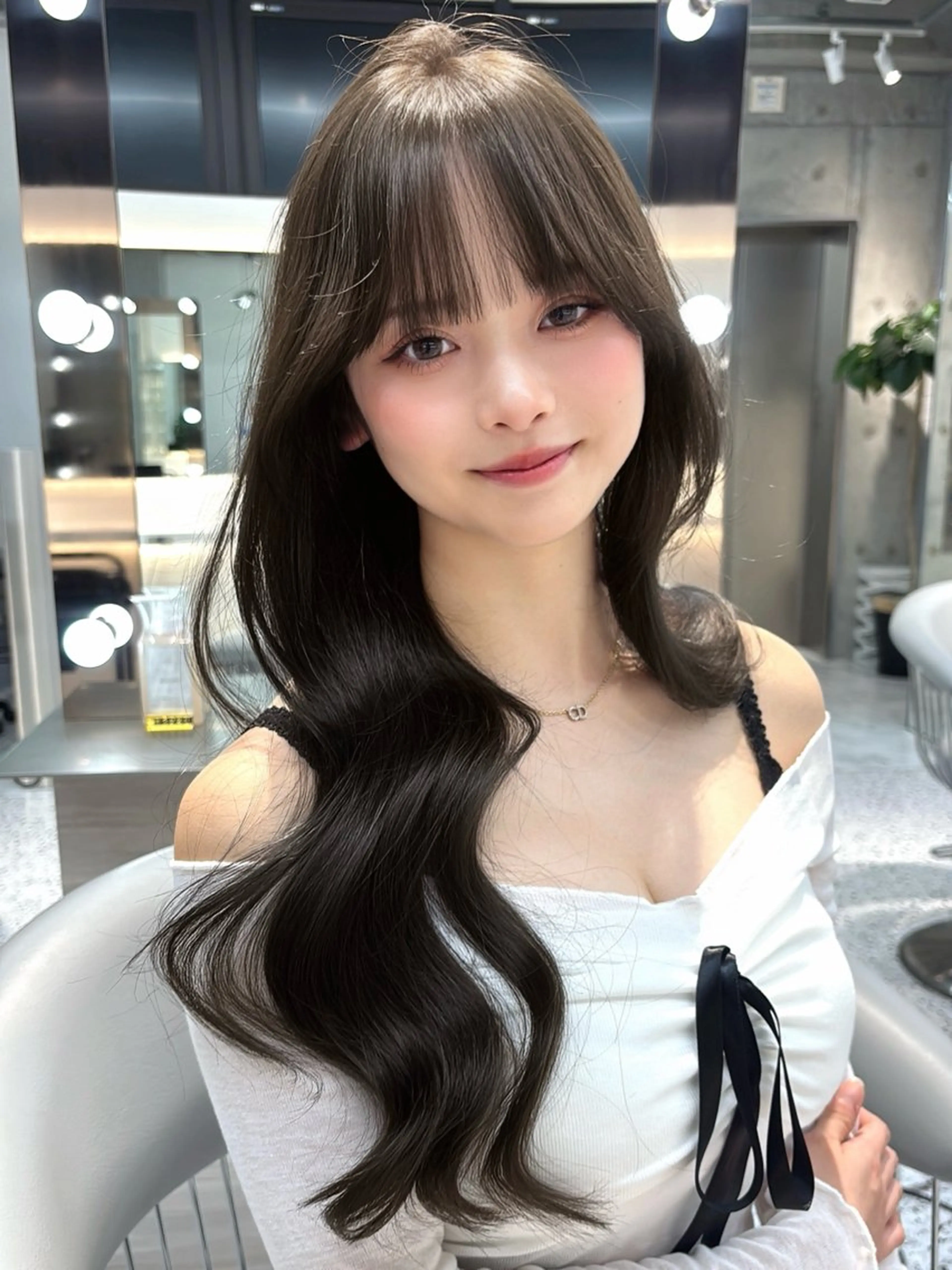 ロング カラー ベージュカラー ブリーチ ダブルカラー ブリーチなしカラー オリーブベージュ ヘアカラー 🍒ブリーチなしカラ ー／Sakura🍒のヘアスタイル