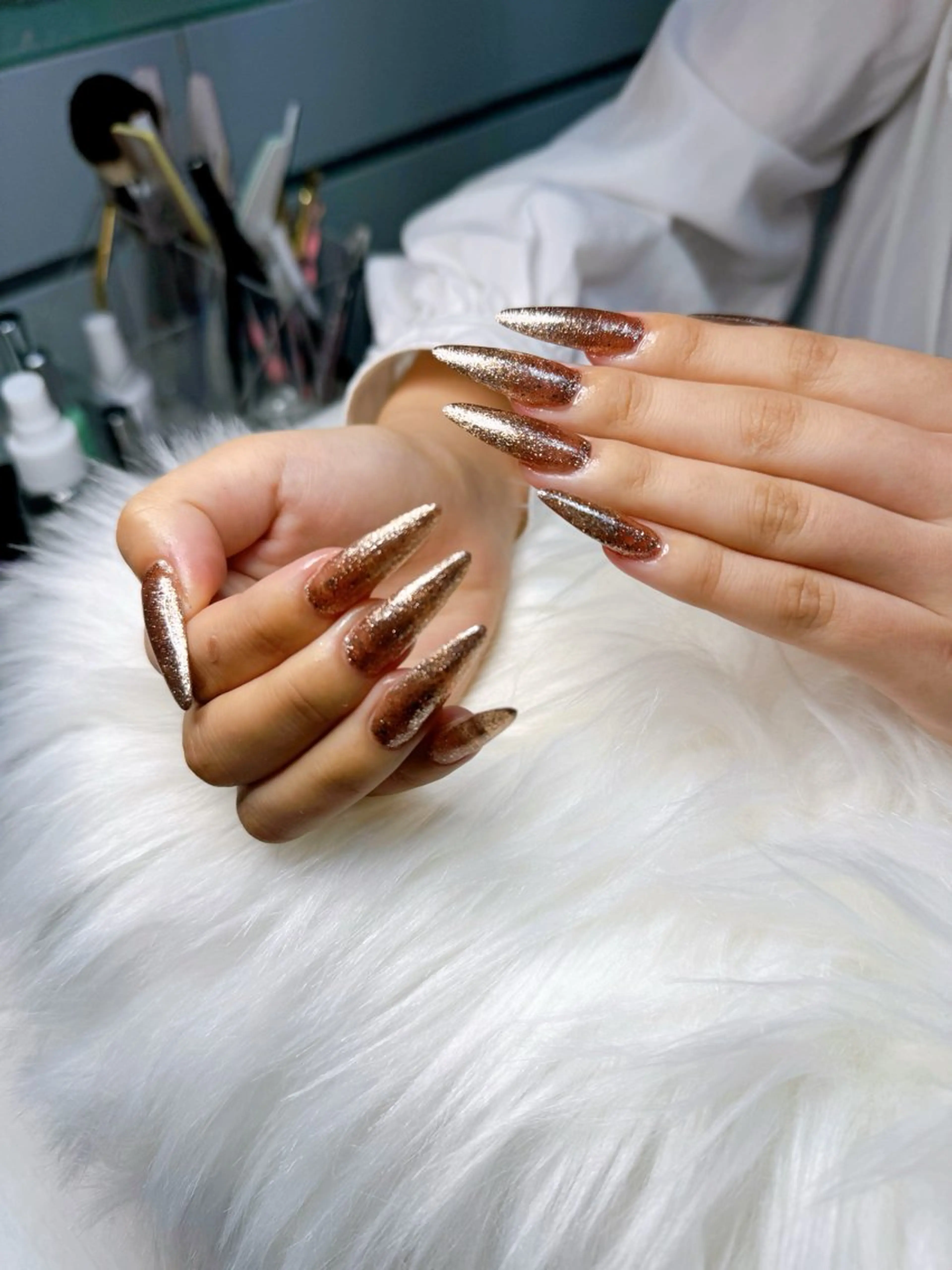 ネイル アートネイル オーロラネイル チークネイル 長さ出し フットネイル happy nail所属・Happy Nailのネイルデザイン