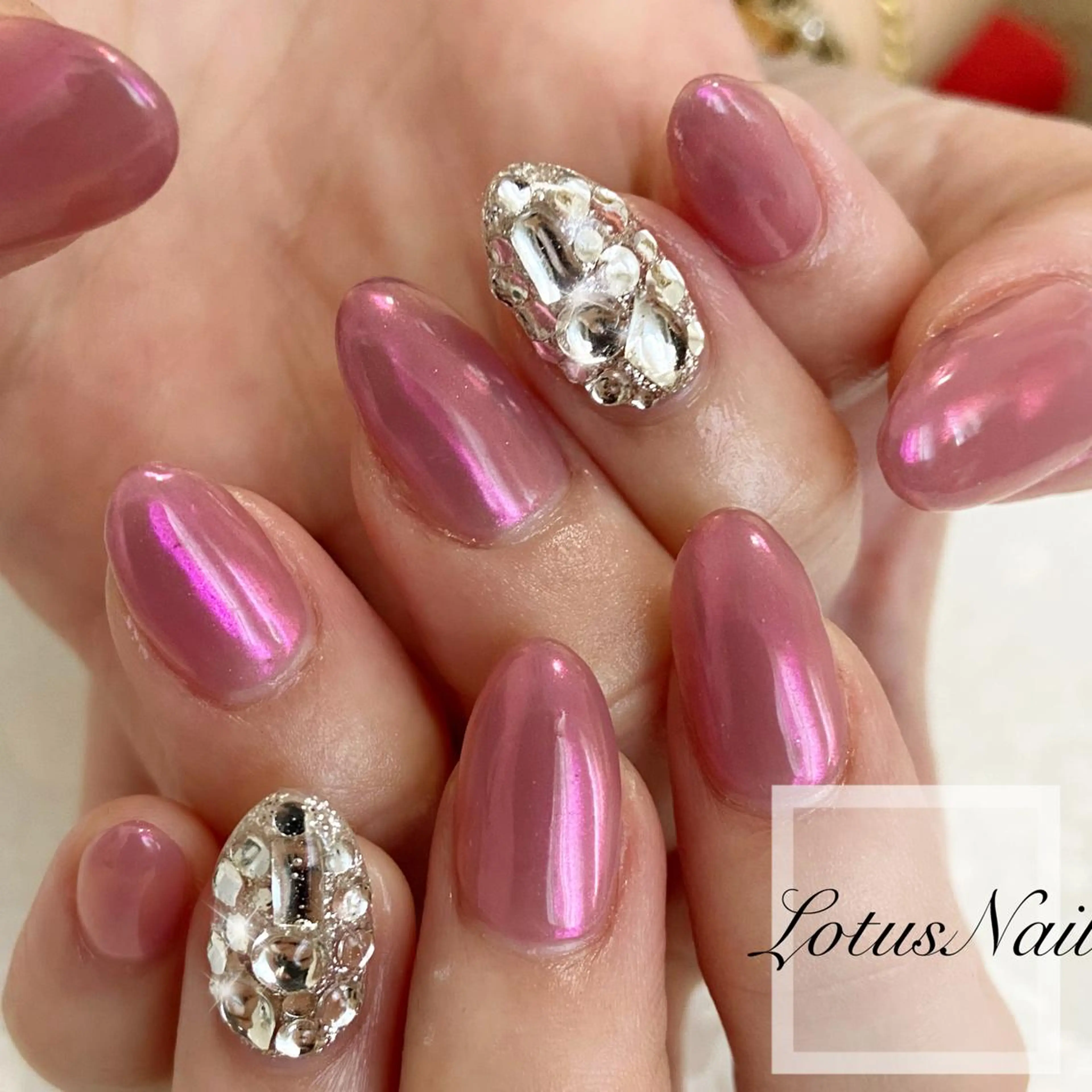 ネイル ミラーネイル シンプルネイル ハンドネイル Lotus Nailのネイルデザイン