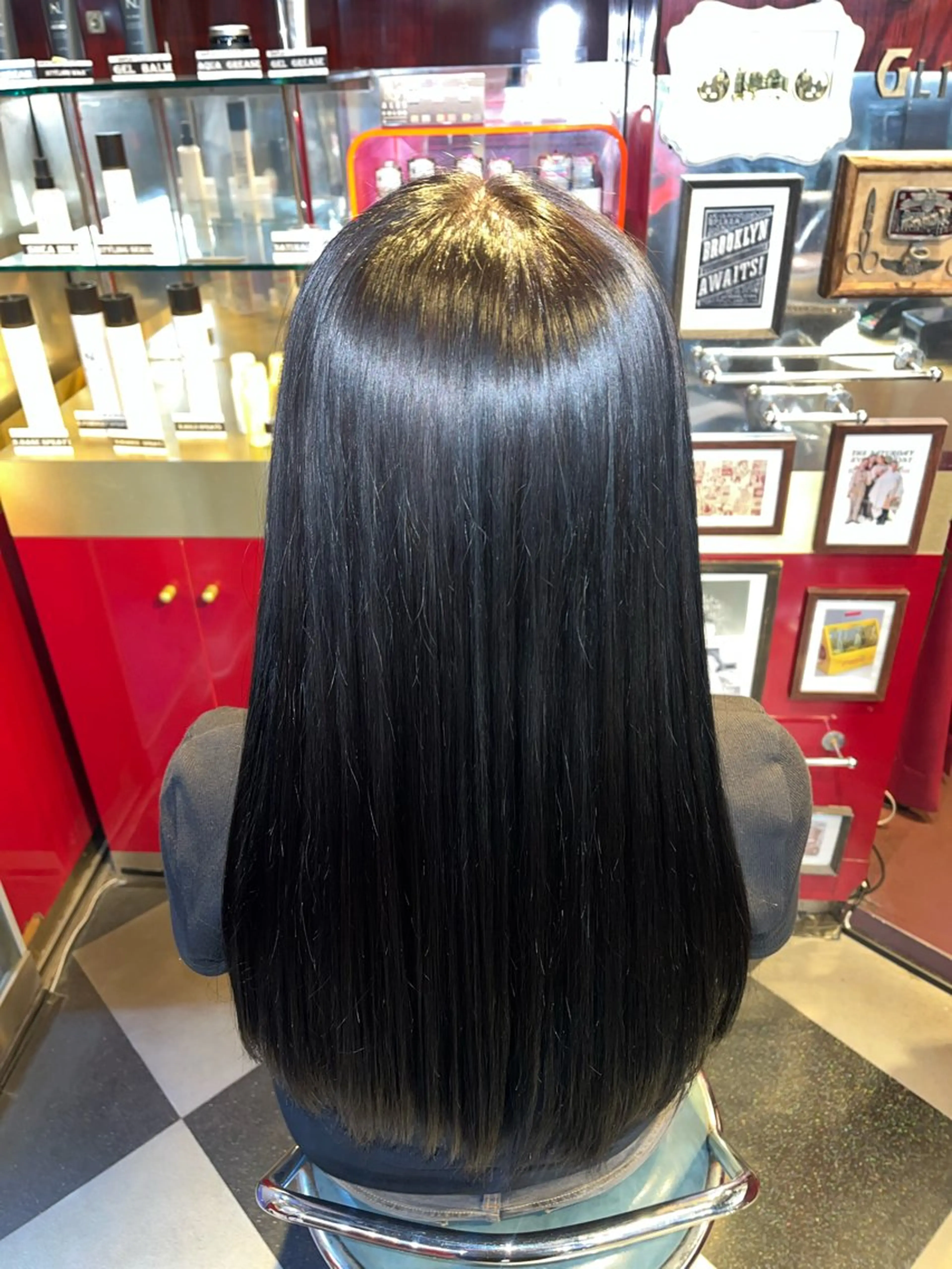 ロング カラー 黒髪 デザインカラー/ コーンロウのヘアスタイル