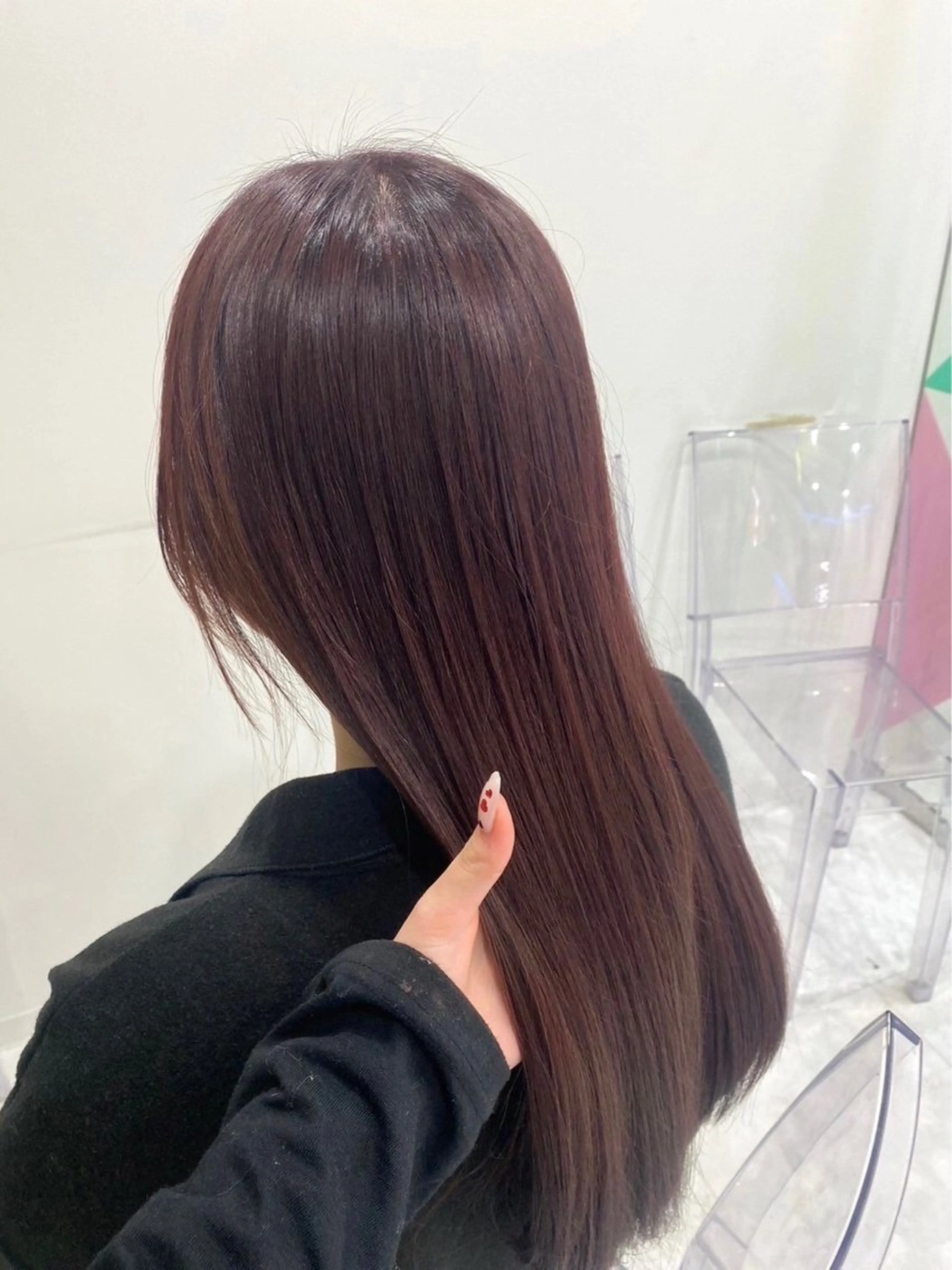 ロング カラー ヘアアレンジ ヘアカラー 🎀RIN🎀 就活🩶暗髪カラーのヘアスタイル
