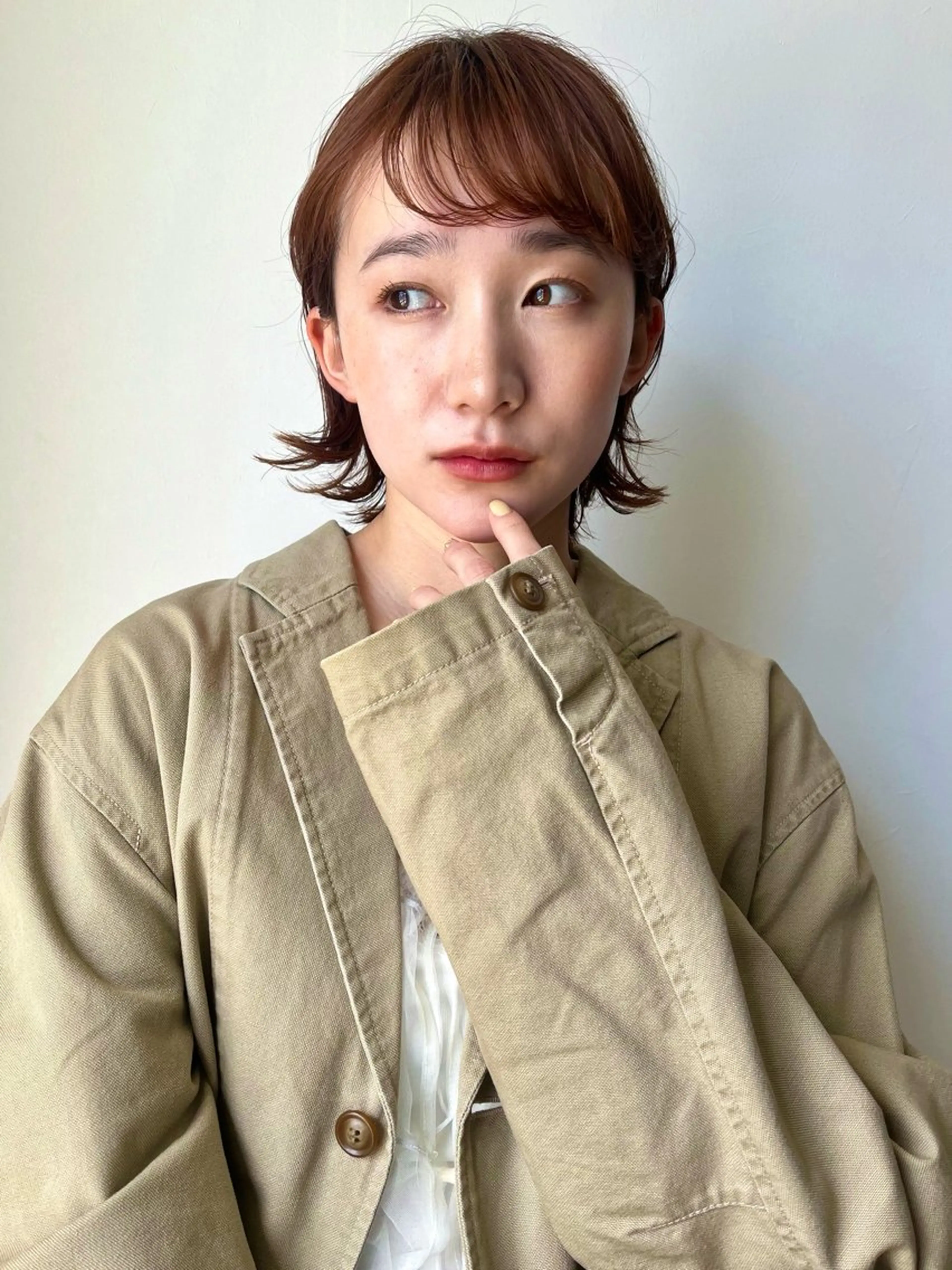 ショート カラー パーマ カット パーマ 切りっぱなしボブ ×暖色🌷江梨🍎のヘアスタイル