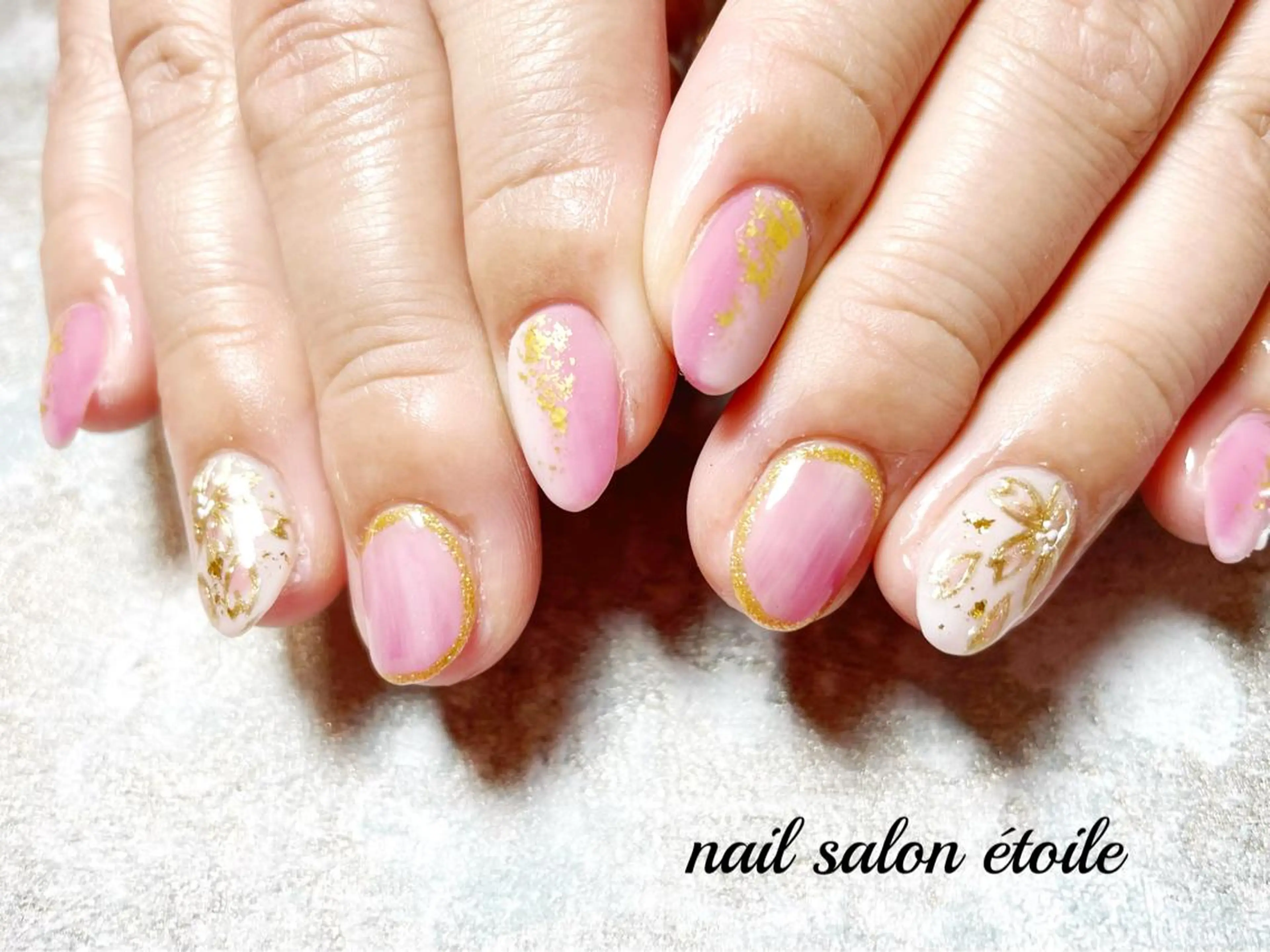 ネイル アートネイル 桜ネイル ジェルネイル ニュアンスネイル ピンク ハンドネイル nail salon étoileのネイルデザイン