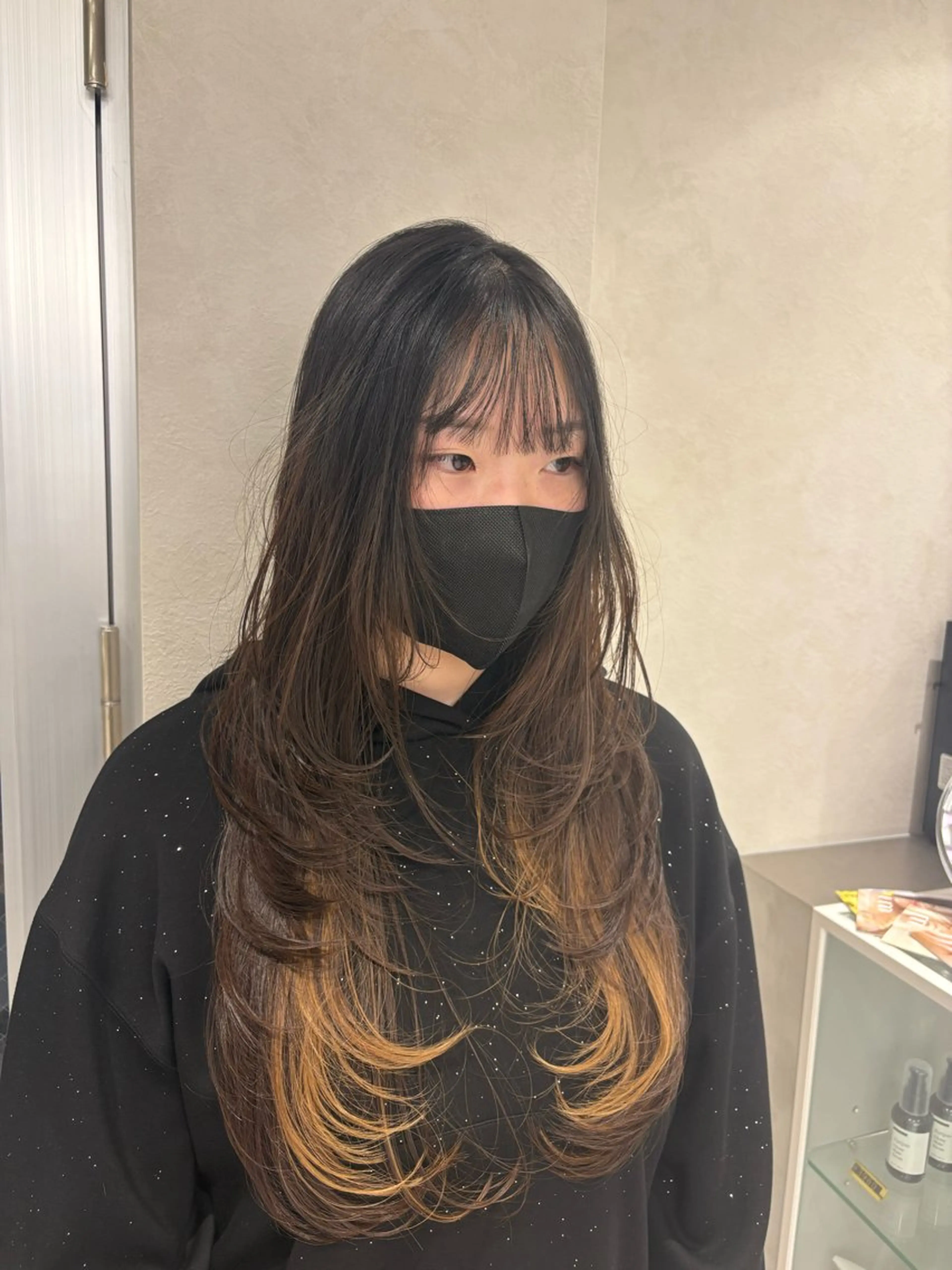 ロング ハッシュカット ハイレイヤー 韓国風ヘア レイヤーカット Lond mare ✂︎YUTAのヘアスタイル