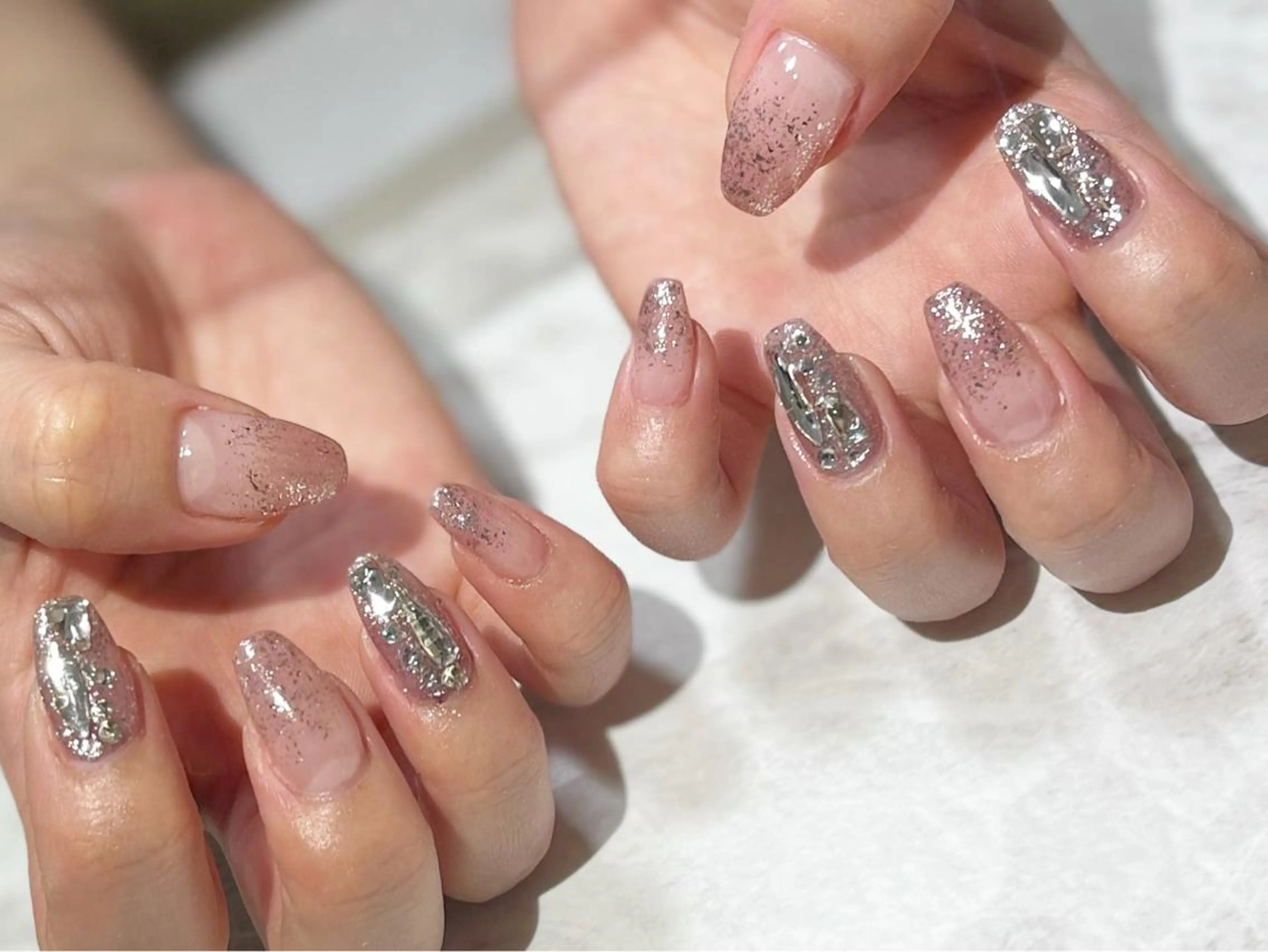 ネイル フットネイル ニュアンスネイル シンプルネイル 春ネイル ストーンネイル ネイル フフラ所属・nail fufla ♡yamane♡のネイルデザイン