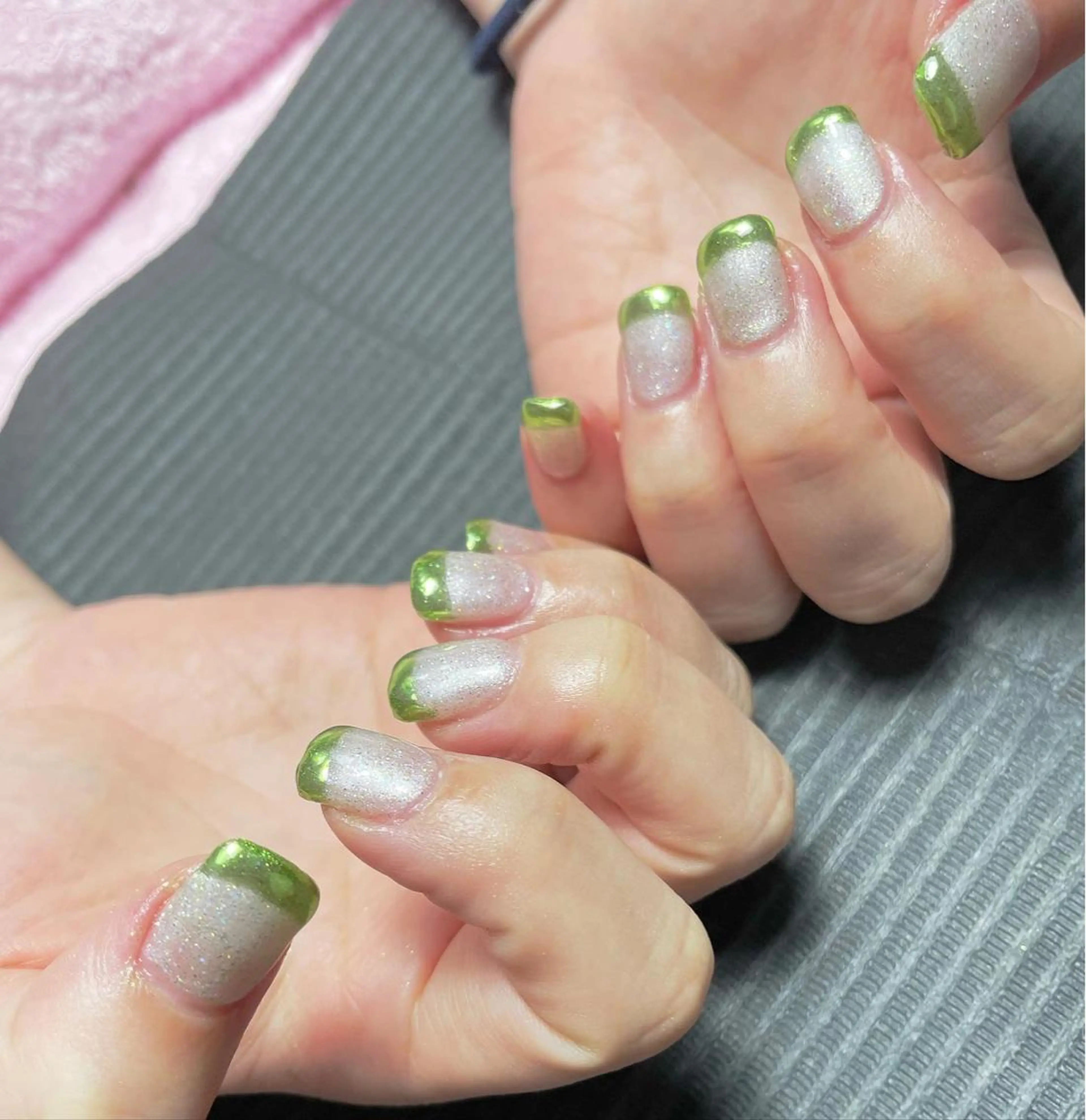 ネイル フレンチネイル ミラーネイル 加瀬 アンジェリーのネイルデザイン