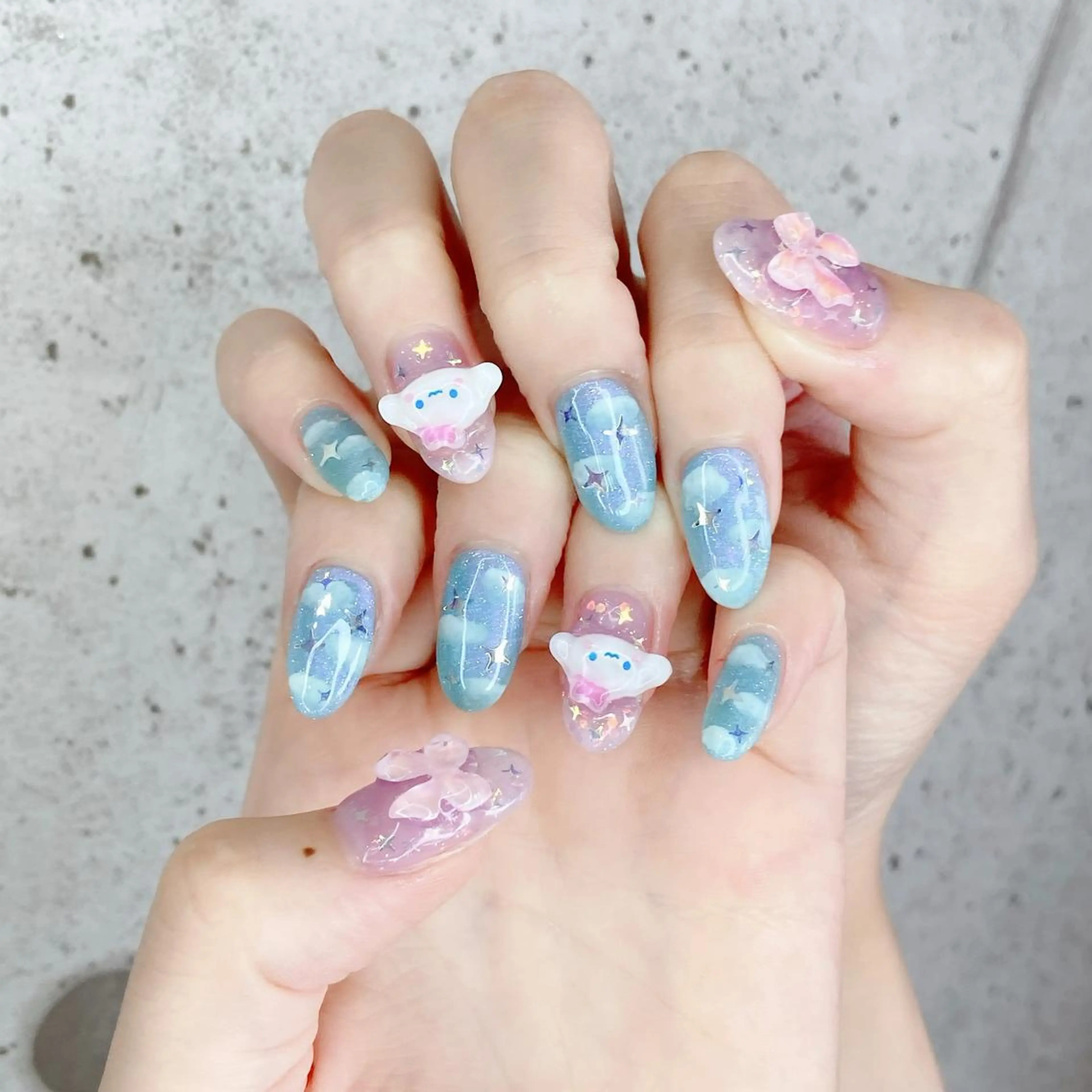 ネイル ジェルネイル パラジェル リボン 夏ネイル ハンドネイル Nail Kのネイルデザイン