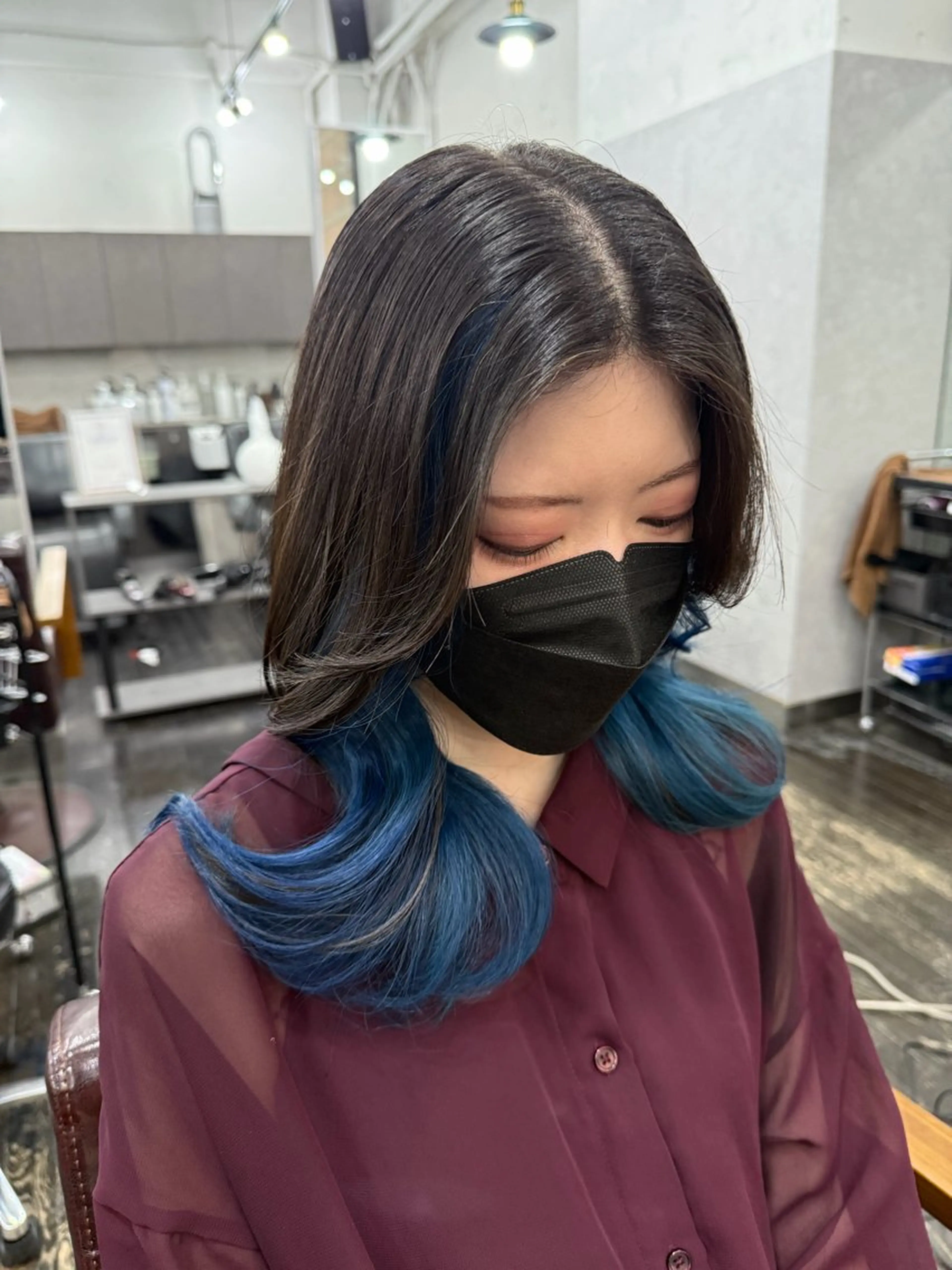 ロング カラー ヘアアレンジ ブルーカラー インナーカラー ブリーチ/髪質改善/ メンズ/ KOKIのヘアスタイル