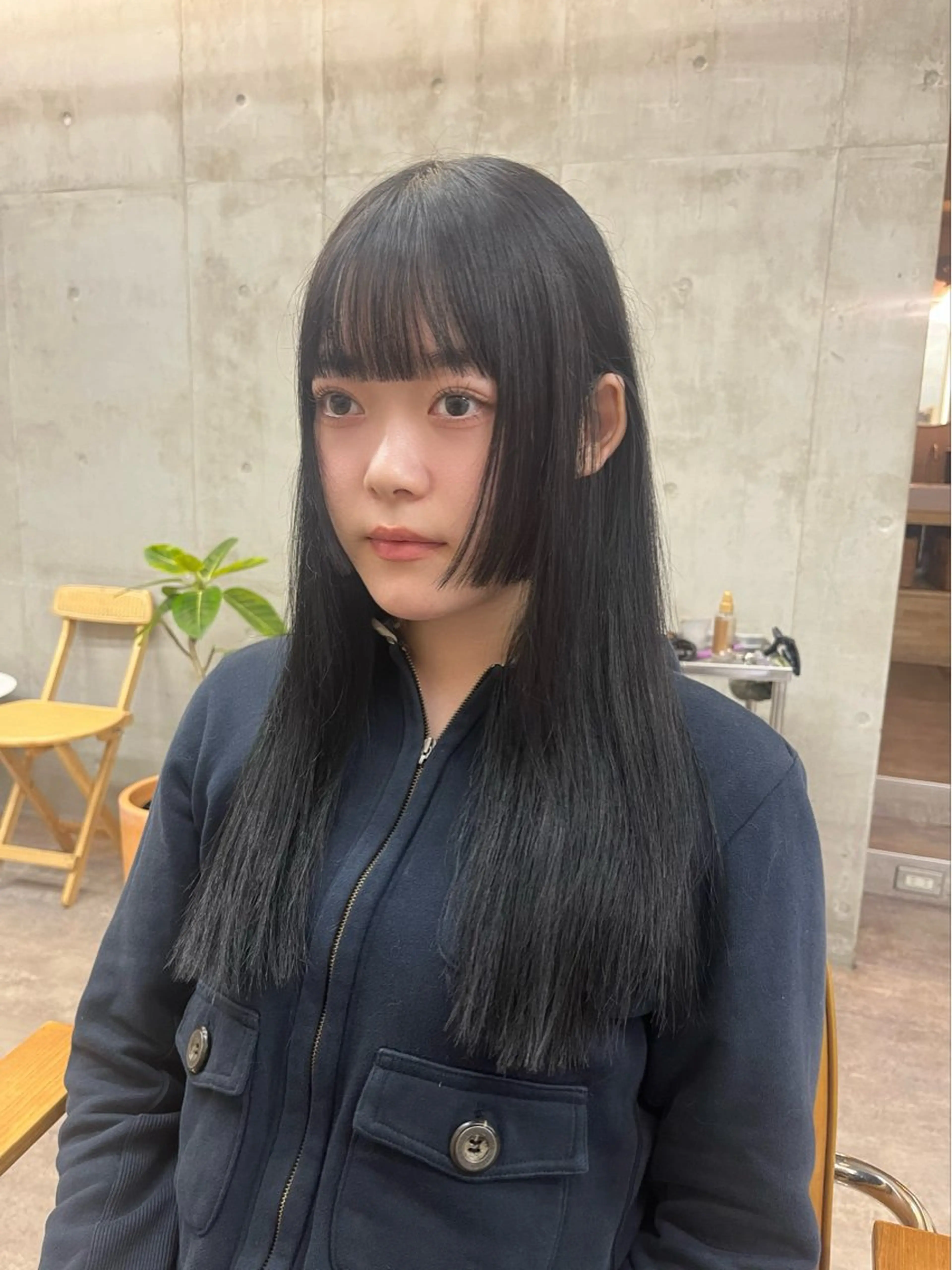 ロング 顔周りカット 姫カット カット SALT WATER所属・🫐 𝐌𝐚𝐨 🫐ボブモデル募集のヘアスタイル