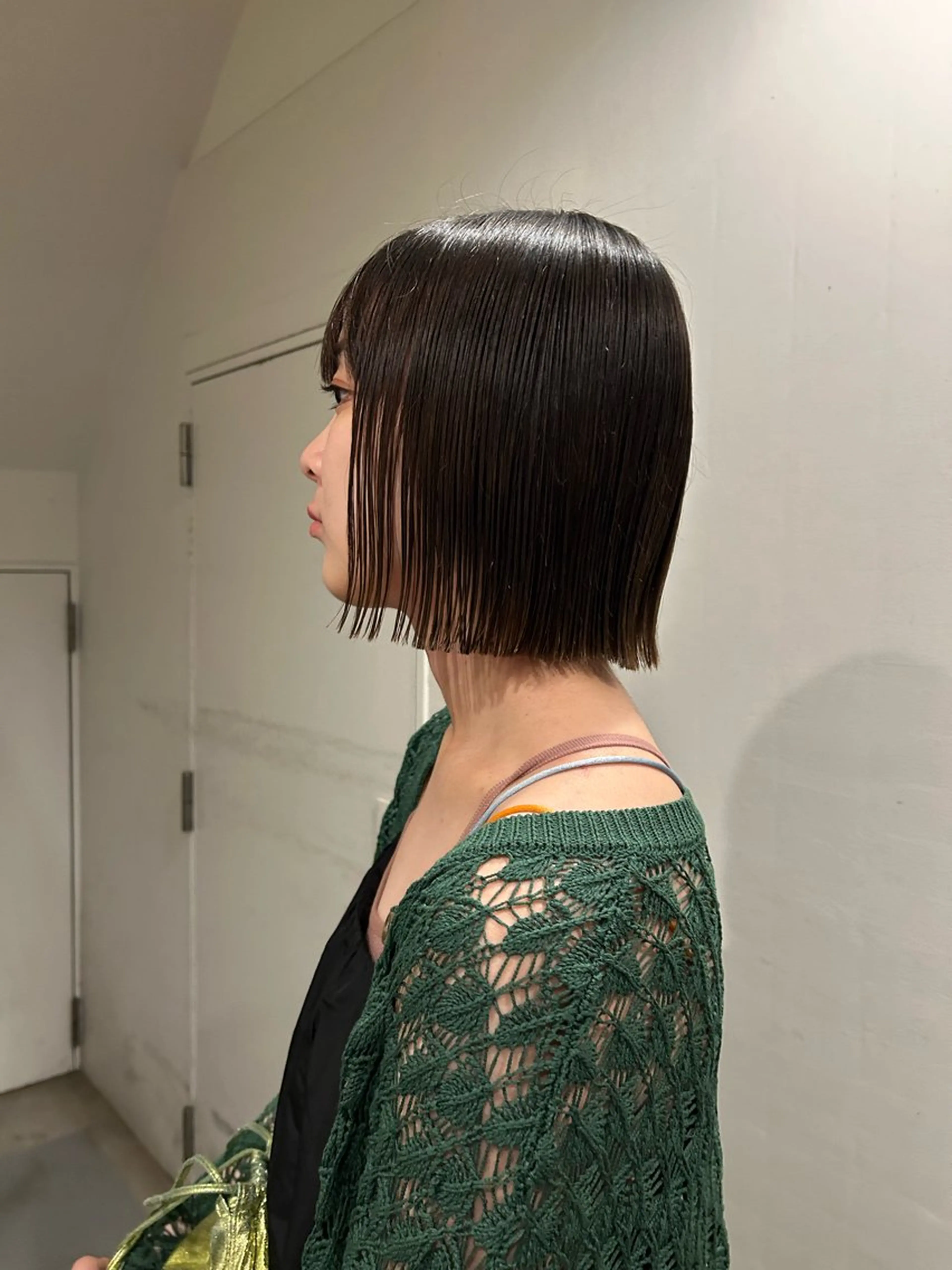 ショート ワンレンボブ ボブ hen所属・心斎橋/レイヤー/ ブリーチ/モエのヘアスタイル