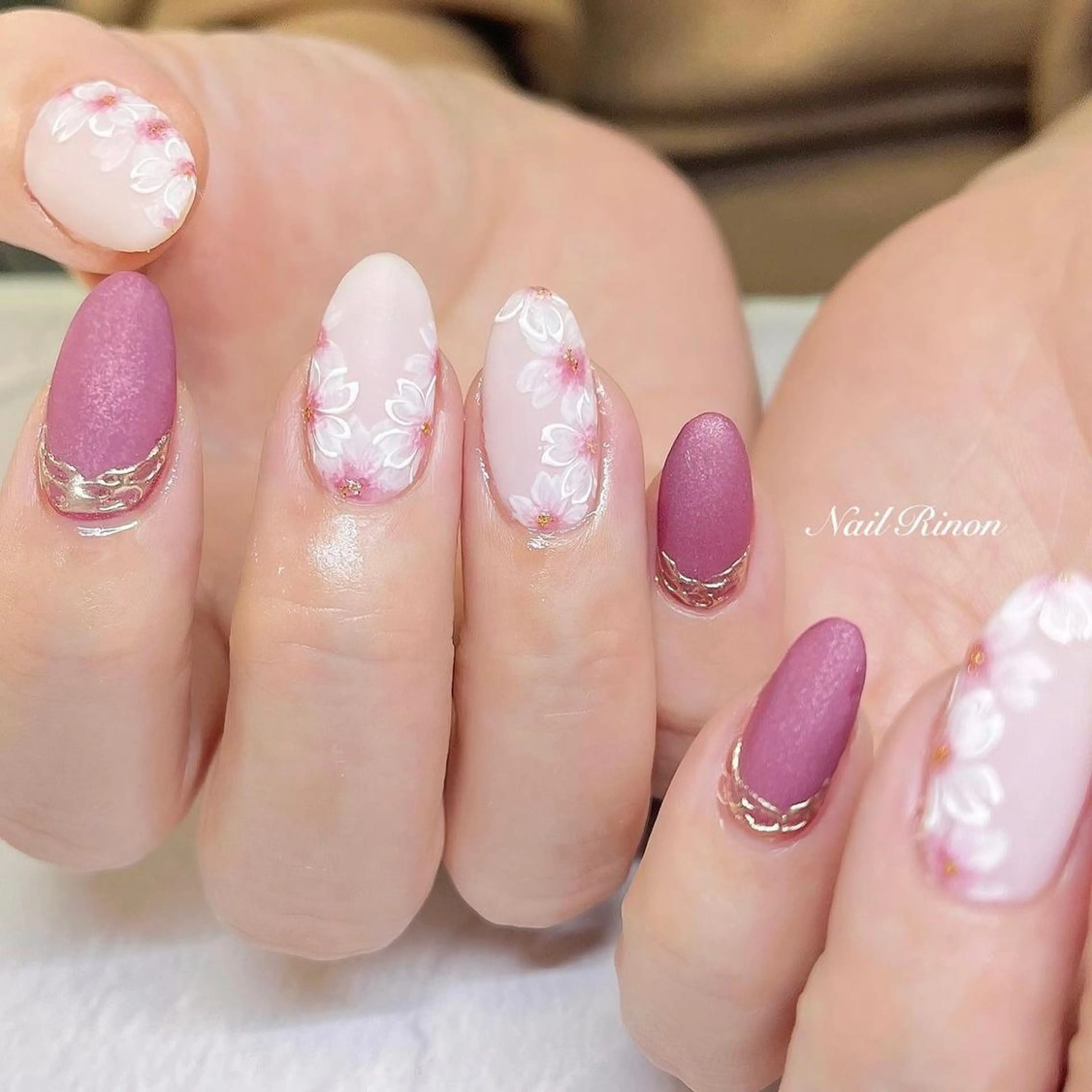 ネイル 桜ネイル ハンドネイル Nail Rinonのネイルデザイン