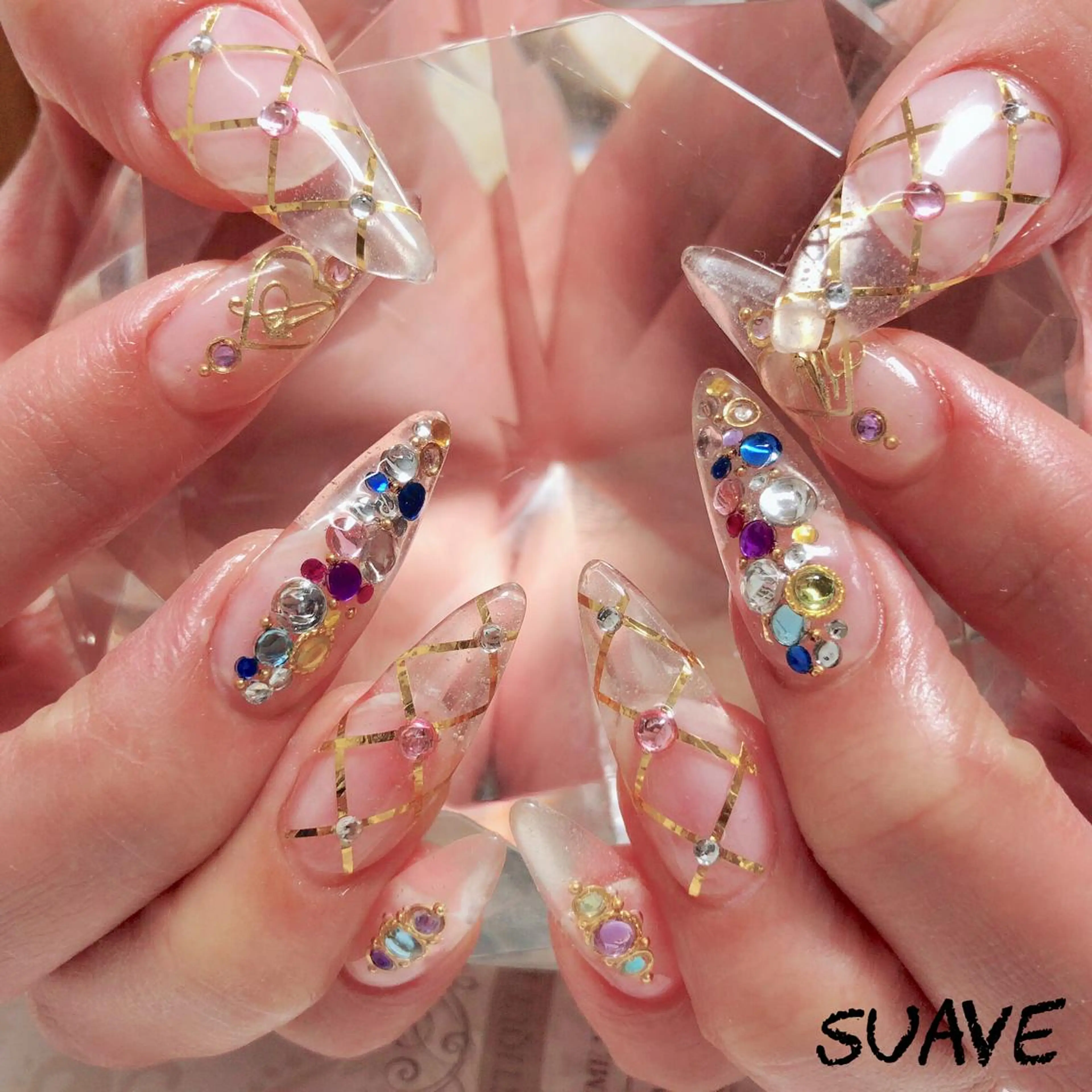 ネイル クリアネイル キラキラネイル スカルプネイル ストーンネイル Nail Suave (シュアーヴ)のネイルデザイン