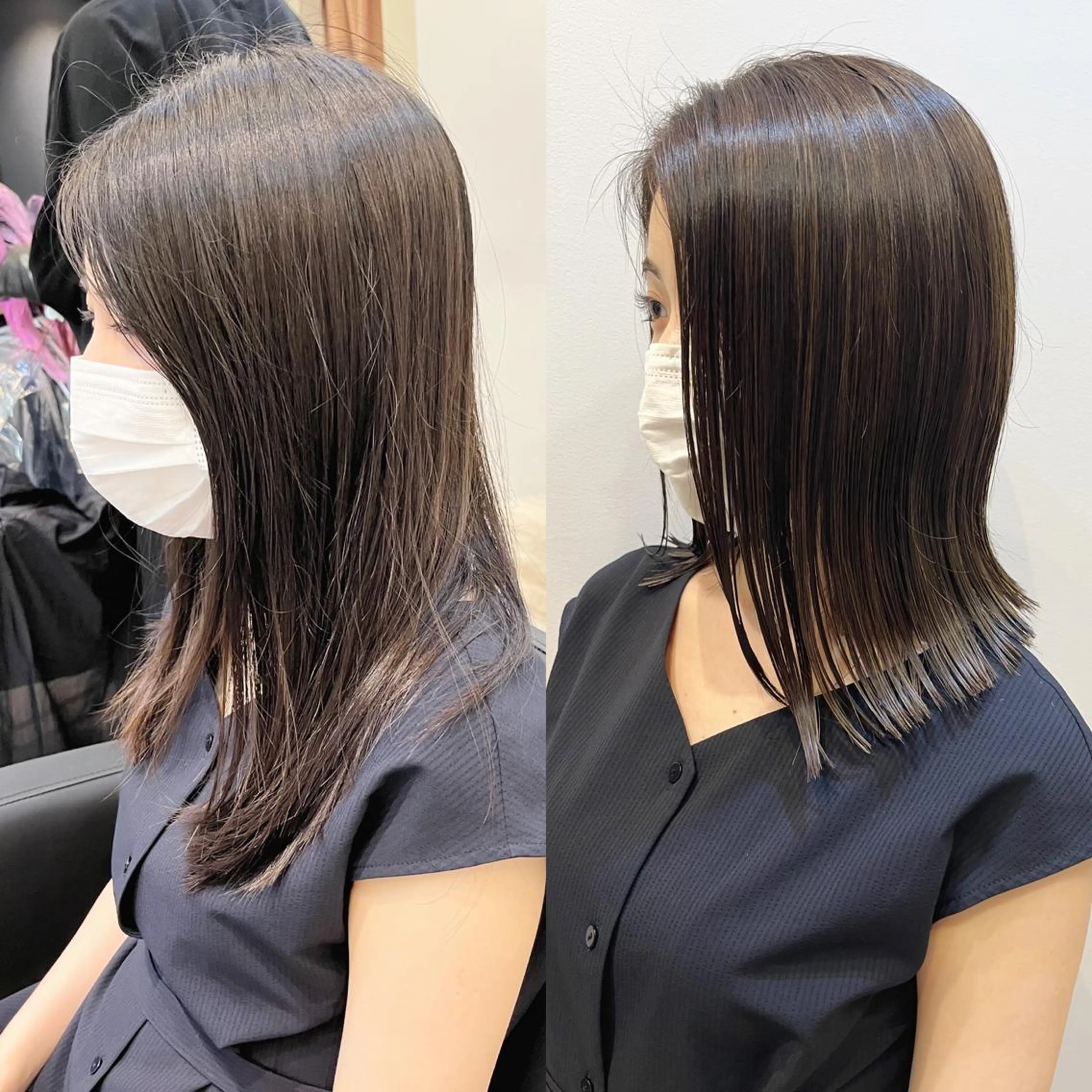 ミディアム くせ毛 エギョモリ 顔まわりレイヤー タンバルモリ ヨシンモリ カット ヘアカラー トリートメント 透明感×髪質改善🧸 韓国ヘア　武田涼のヘアスタイル