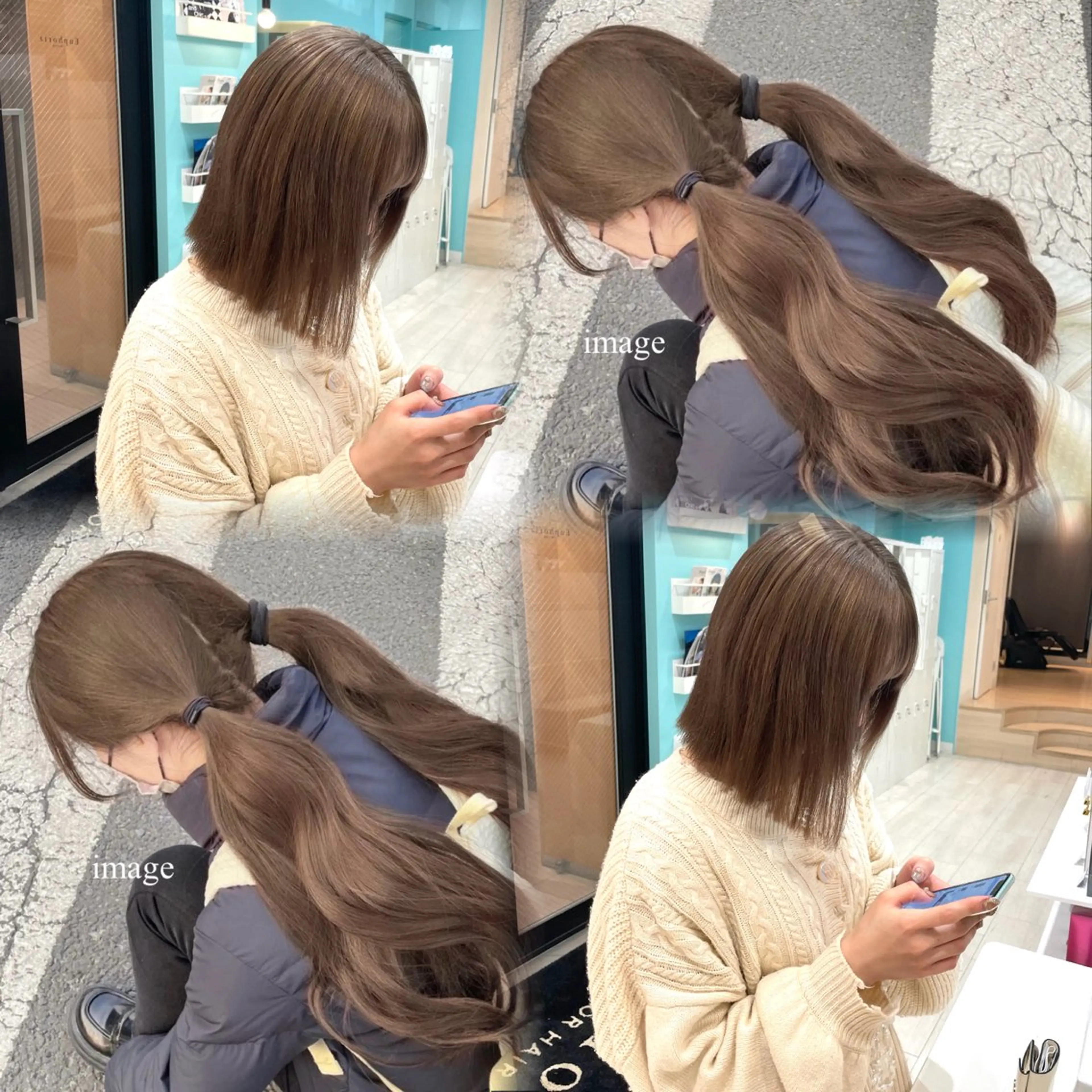 セミロング カラー ヘアカラー ハッシュカット レイヤー池袋のヘアスタイル