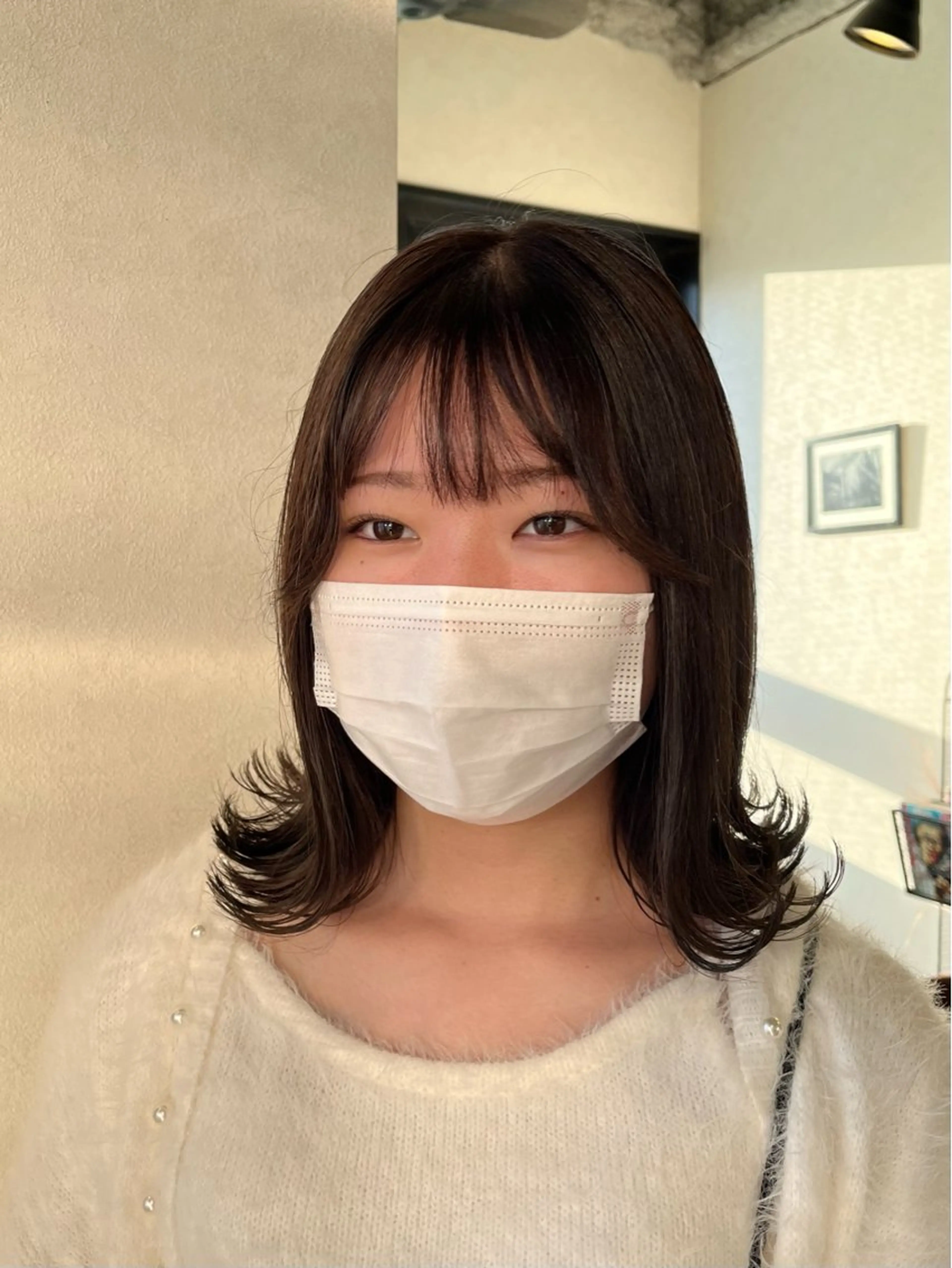 ミディアム カラー 顔周りカット カット ヘアカラー トリートメント times salon 栄所属・韓国ヘアスタイリスト Harukaのヘアスタイル