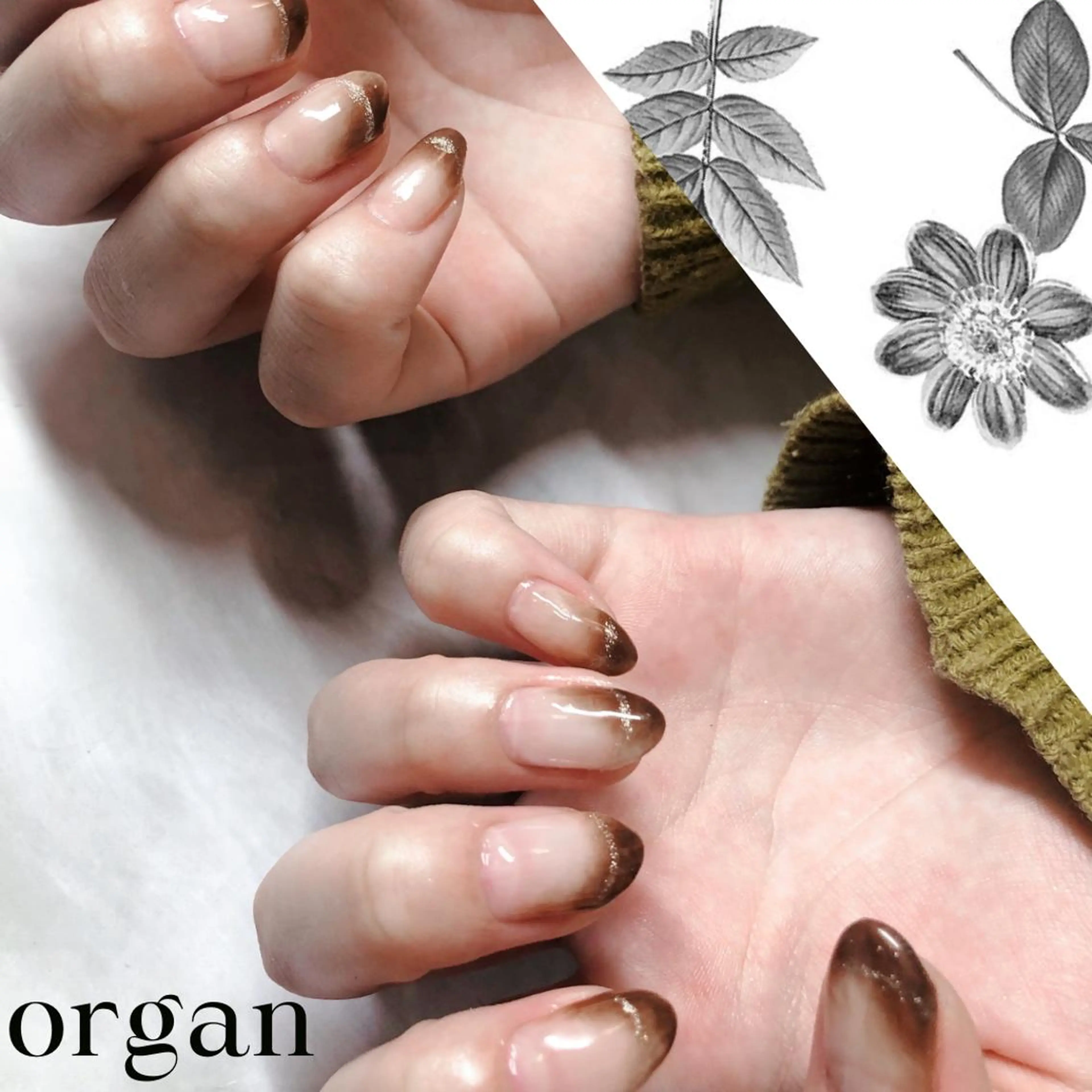 ネイル フレンチネイル ラメ(グリッター) 持ち込み 【ＯＲＧＡＮ】 nailのネイルデザイン