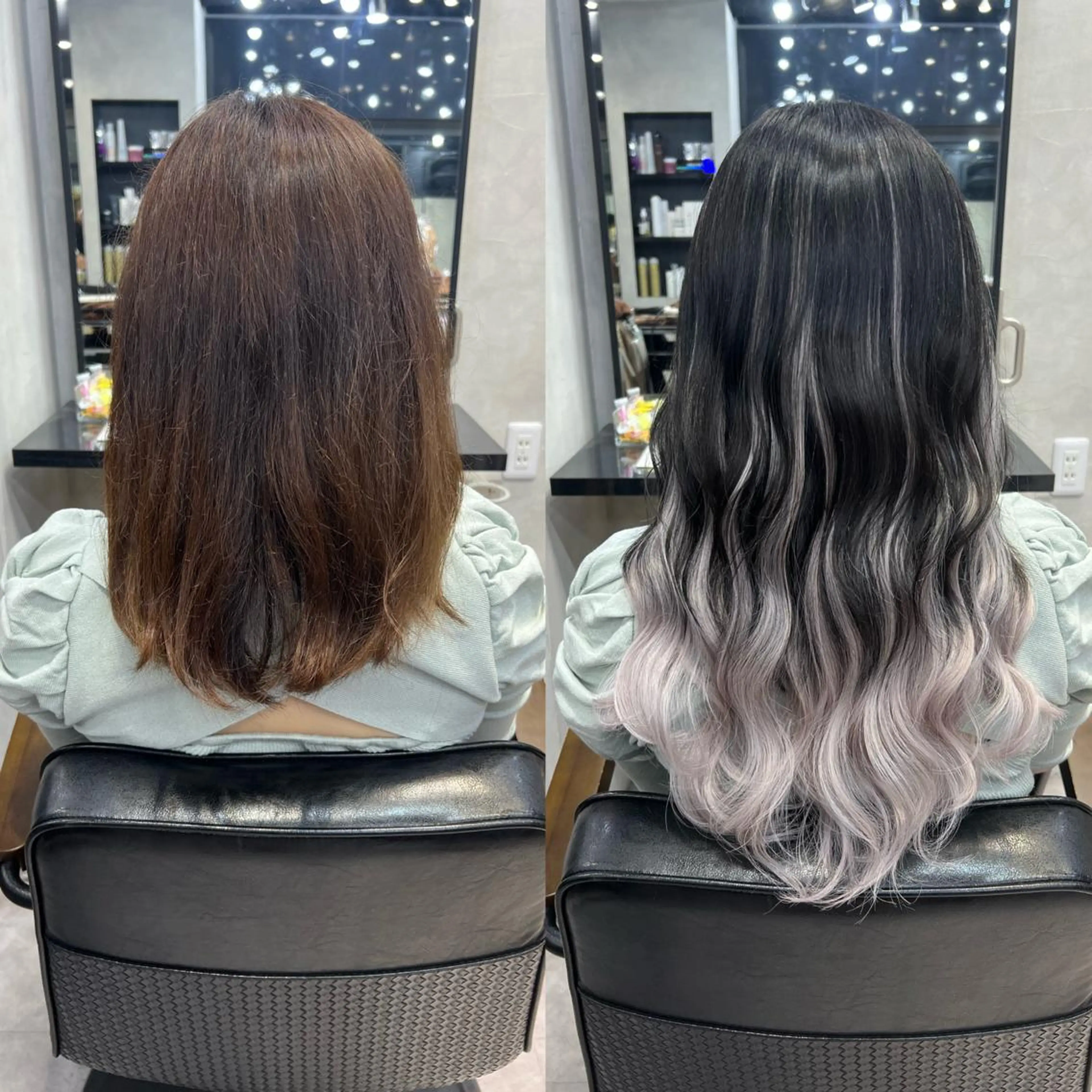 セミロング カラー ヘアアレンジ シールエクステ アッシュ バレイヤージュ ベージュカラー ブリーチ カット ヘアカラー エクステ ar+ ❤︎ maiのヘアスタイル